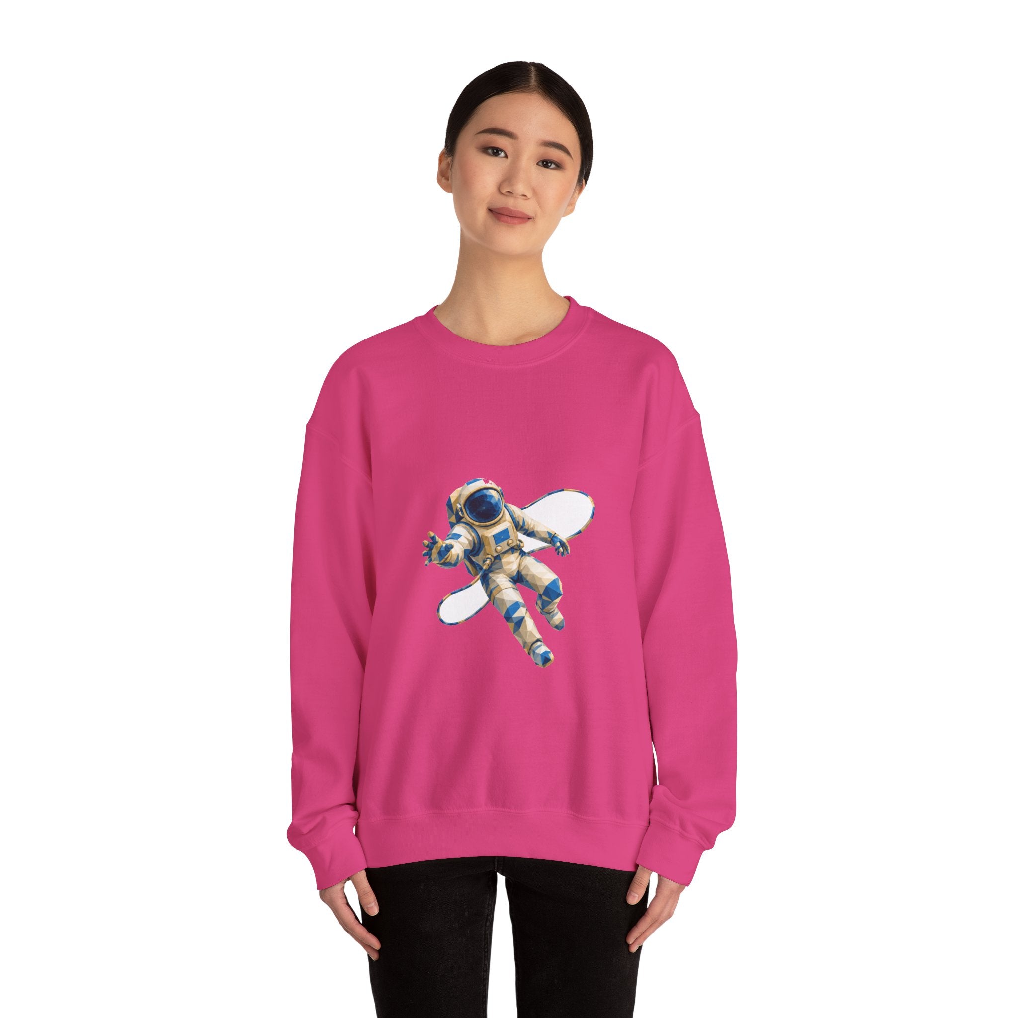 Matching Couple Sweatshirt - Astronaut & Planet Matching Couple Premium Fleece Sweatshirt Geometric Art His Hers Love Gift - Design A