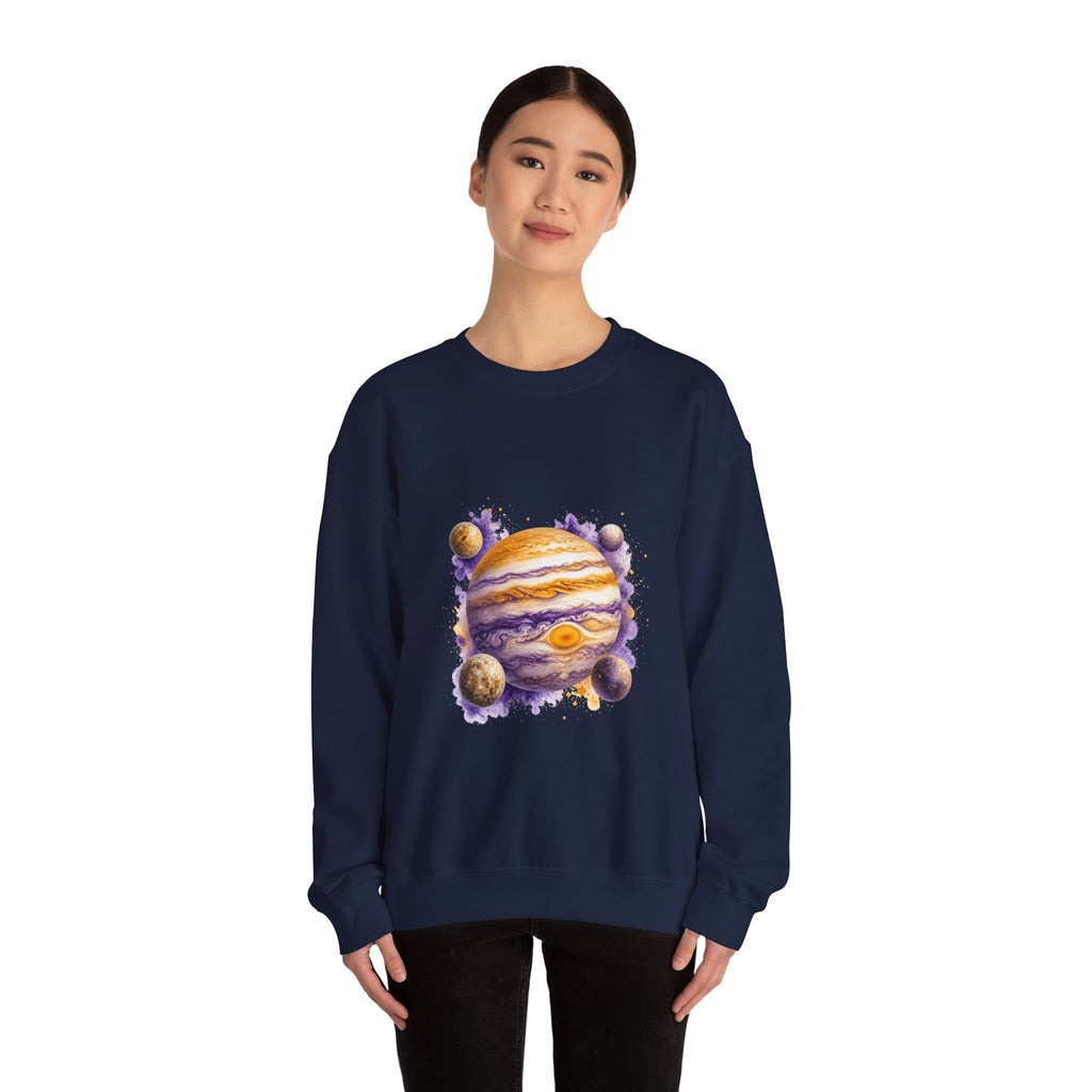 Matching Couple Sweatshirt - Saturn & Jupiter Matching Couple Comfort Colors Crew Watercolor Art His Hers Birthday Gift - Design B