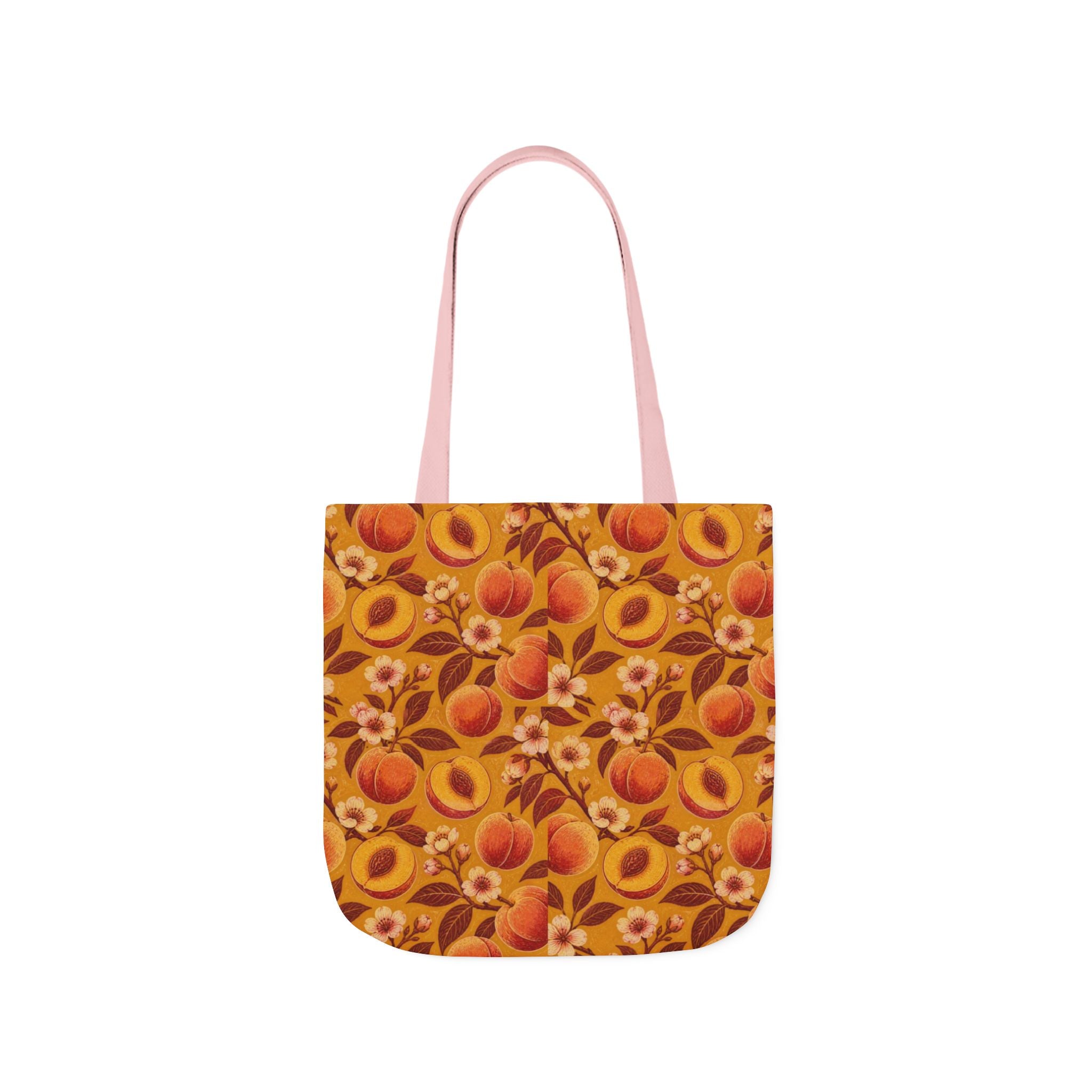 Ripe Peaches Canvas Tote Bag Mediterranean Kitchen Linocut Design Italian Cottagecore Gift