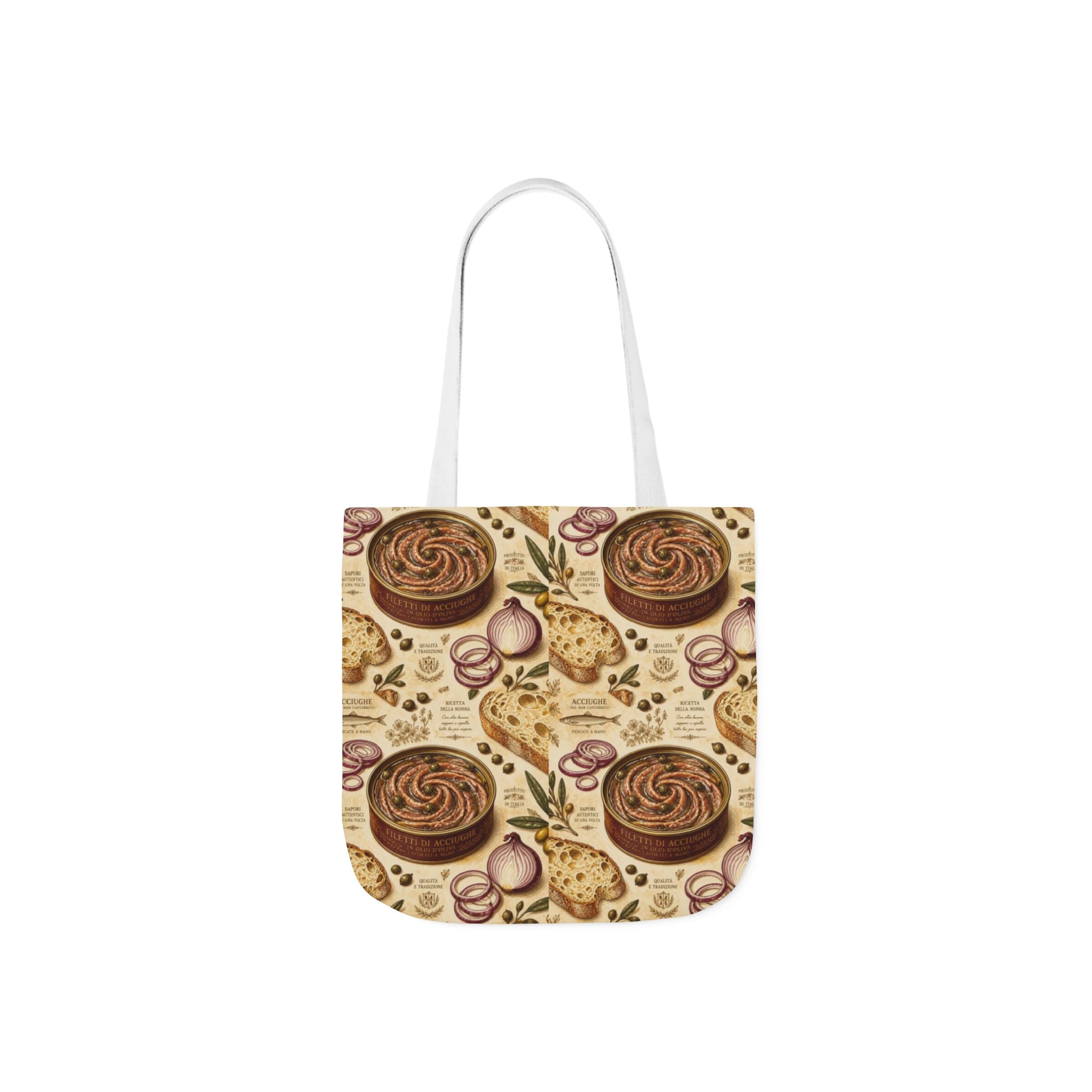 Anchovies & Capers Canvas Tote Bag Mediterranean Kitchen Botanical Design Italian Cottagecore Gift
