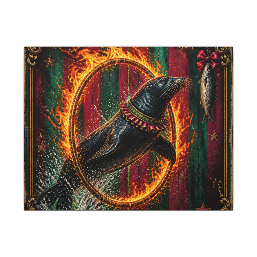 Seal Fire Hoop Wall Art Canvas 16×20 Baroque Home Office Decor Maximalist Print