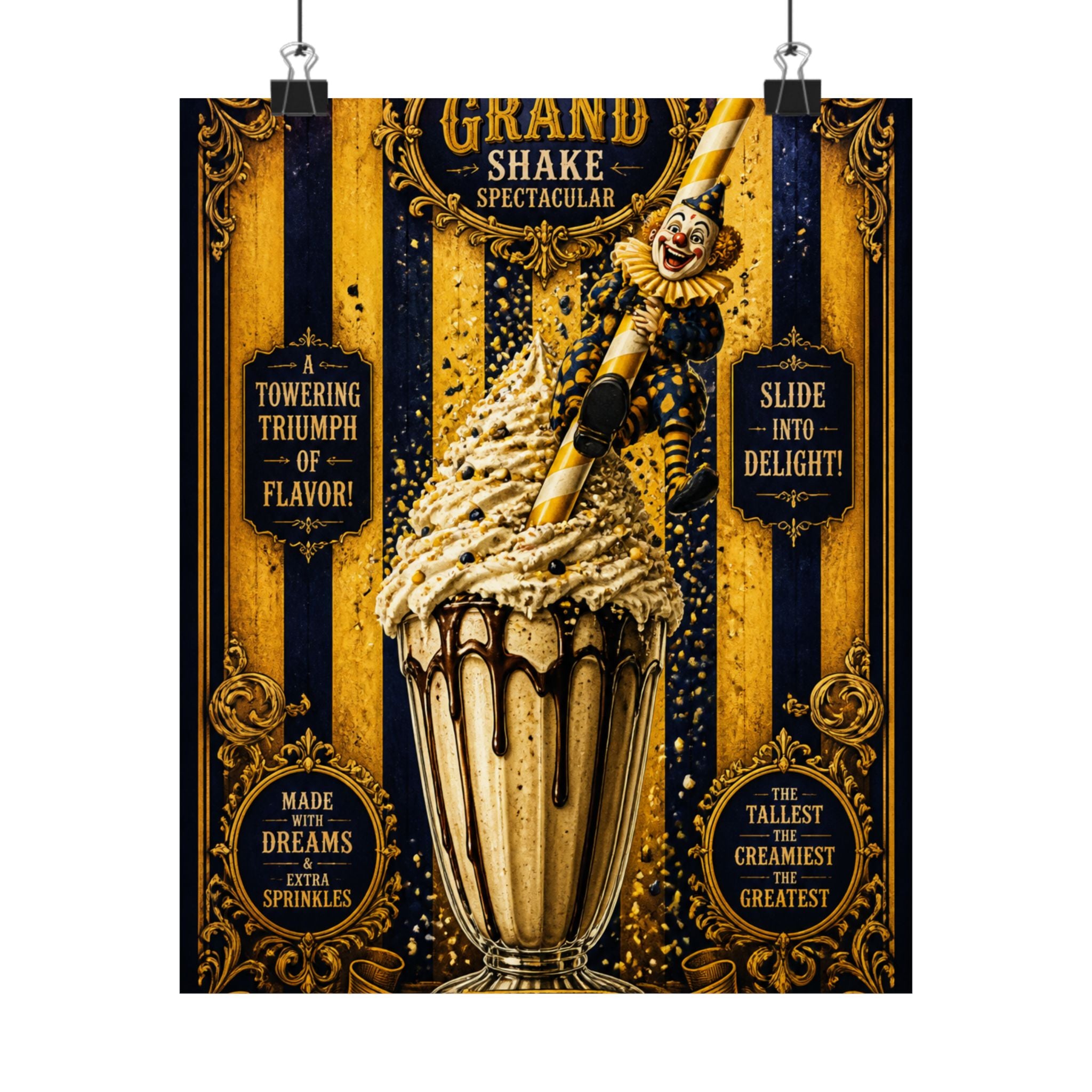 Milkshake Slide Clown Wall Art Poster 24×36 Baroque Studio Decor Maximalist Print