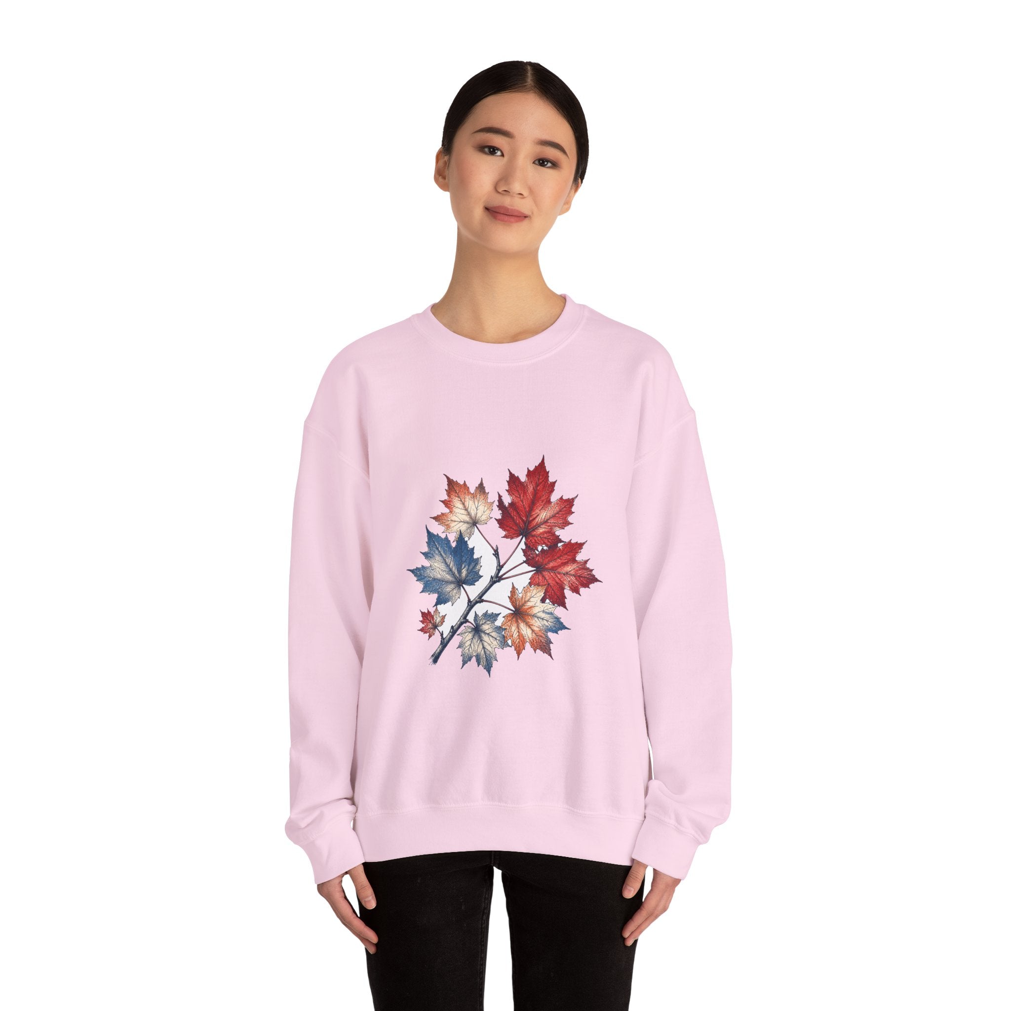 Matching Couple Sweatshirt - Cherry Blossom & Maple Leaf Matching Couple Crewneck Sweatshirt Hand-Drawn Art His Hers Best Friend Gift - Design B