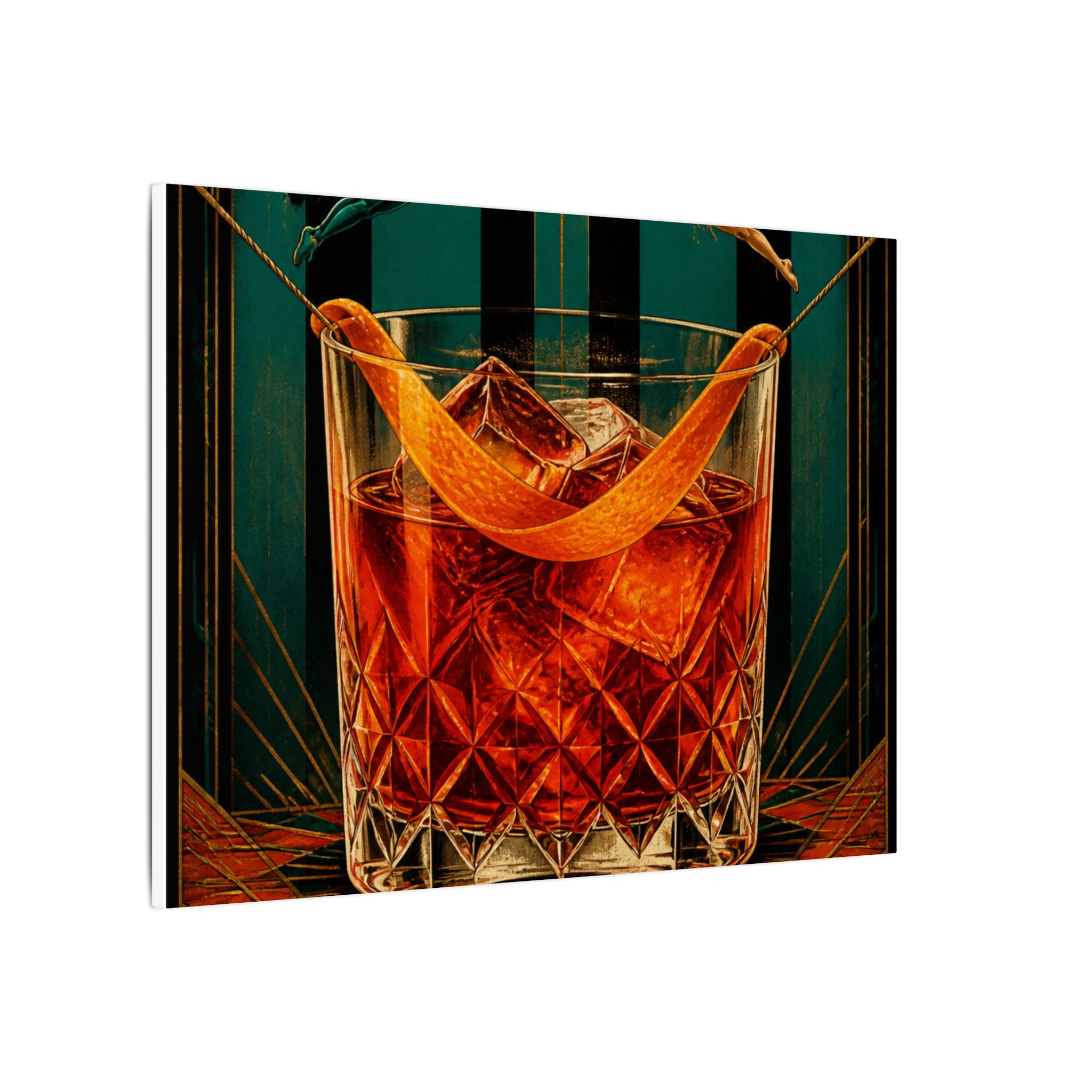 Negroni Trapeze Act Wall Art Canvas 24×36 Art Deco Bar Area Decor Maximalist Print