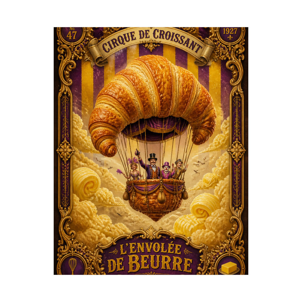 Croissant Hot Air Balloon Wall Art Poster 18×24 Baroque Home Office Decor Maximalist Print