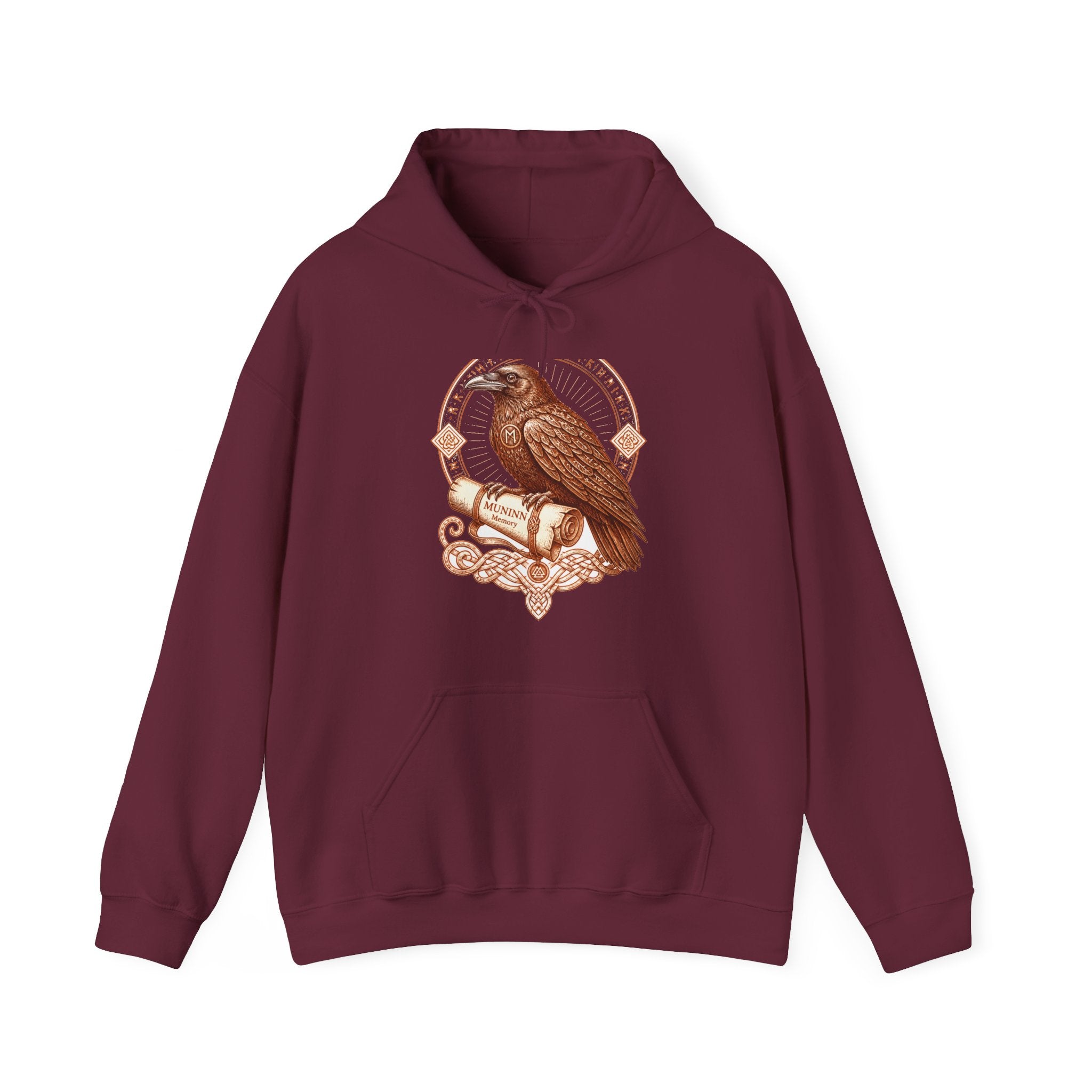Matching Couple Sweatshirt - Huginn & Muninn Matching Couple Hooded Sweatshirt Vintage Art His Hers Wedding Gift - Design B