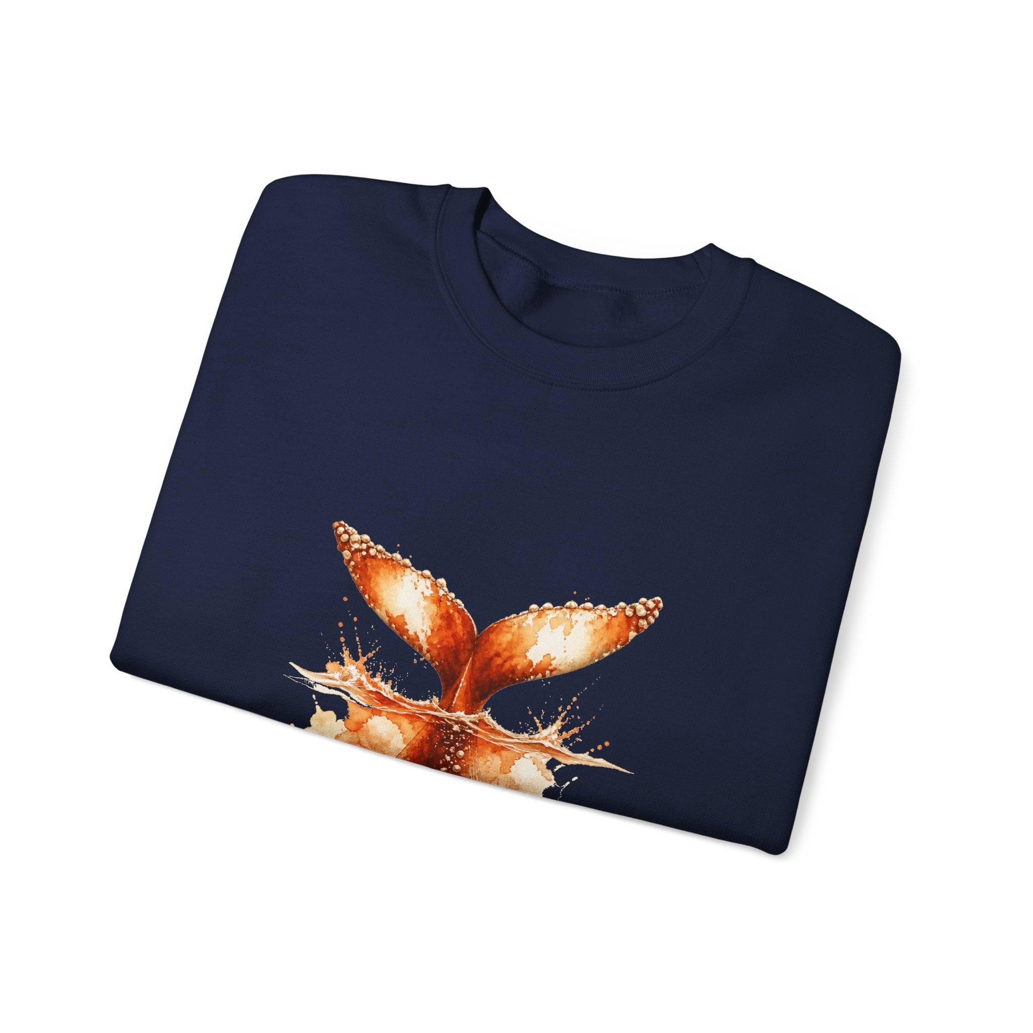 Matching Couple Sweatshirt - Eagle & Whale Matching Couple Premium Fleece Sweatshirt Watercolor Art His Hers Birthday Gift - Design B