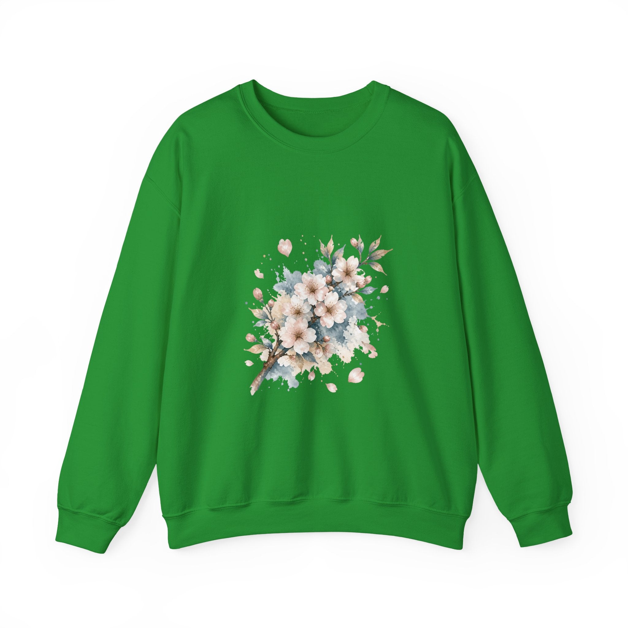 Matching Couple Sweatshirt - Cherry Blossom & Maple Leaf Matching Couple Crewneck Sweatshirt Watercolor Art His Hers Engagement Gift - Design A