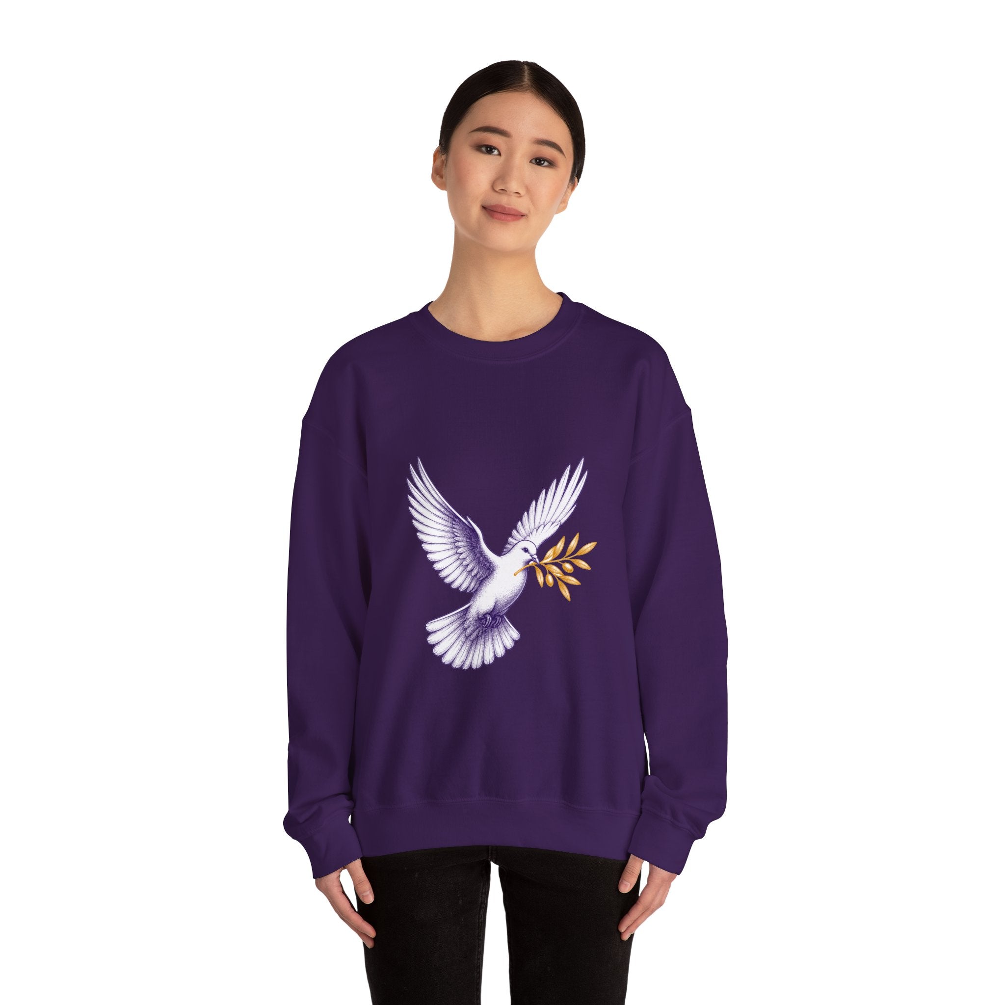 Matching Couple Sweatshirt - Wolf & Dove Matching Couple Crewneck Sweatshirt Hand-Drawn Art His Hers Best Friend Gift - Design B