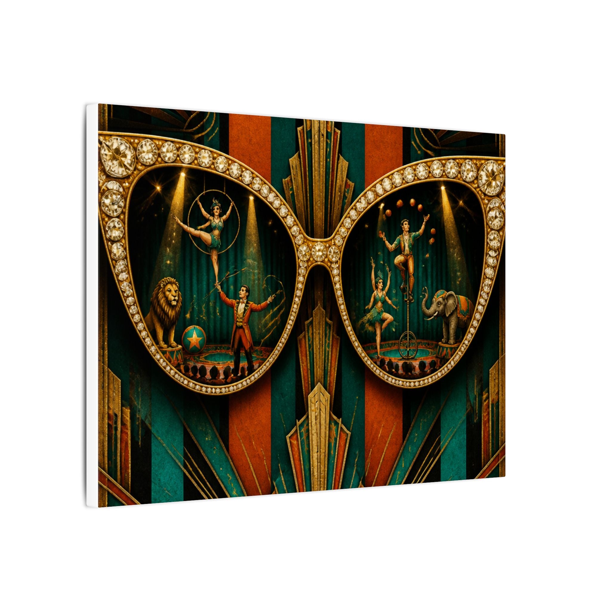 Sunglasses Circus Ring Wall Art Canvas 24×36 Art Deco Bar Area Decor Maximalist Print