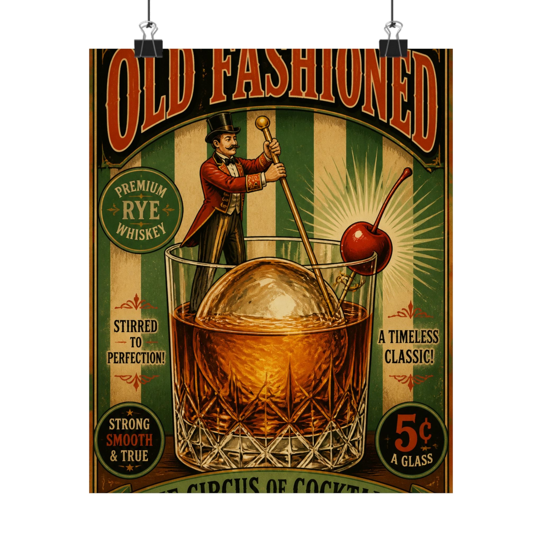 Old Fashioned Ringmaster Wall Art Poster 24×36 Vintage Circus Bedroom Decor Maximalist Print