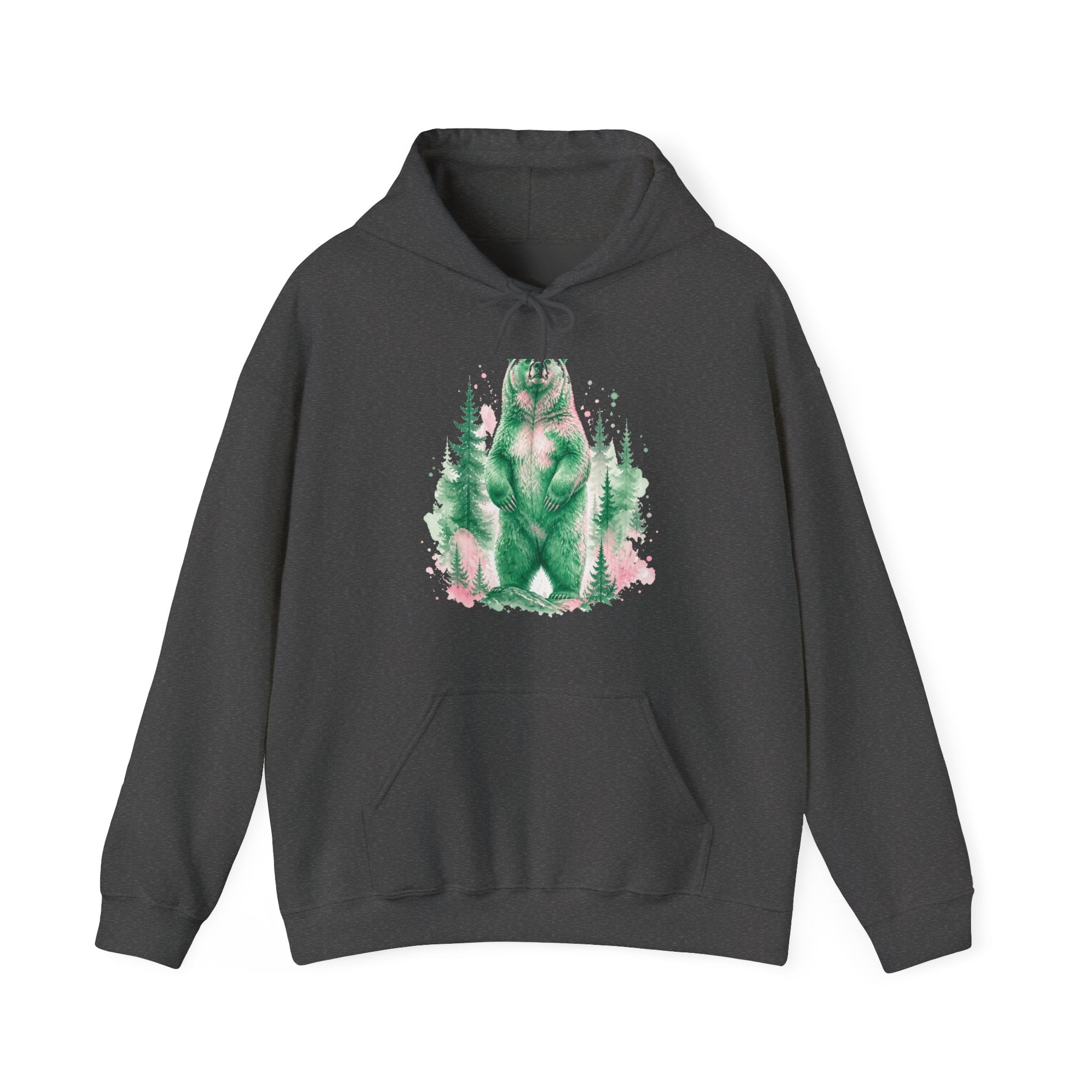 Matching Couple Sweatshirt - Bear & Deer Matching Couple Hooded Sweatshirt Watercolor Art His Hers Engagement Gift - Design A