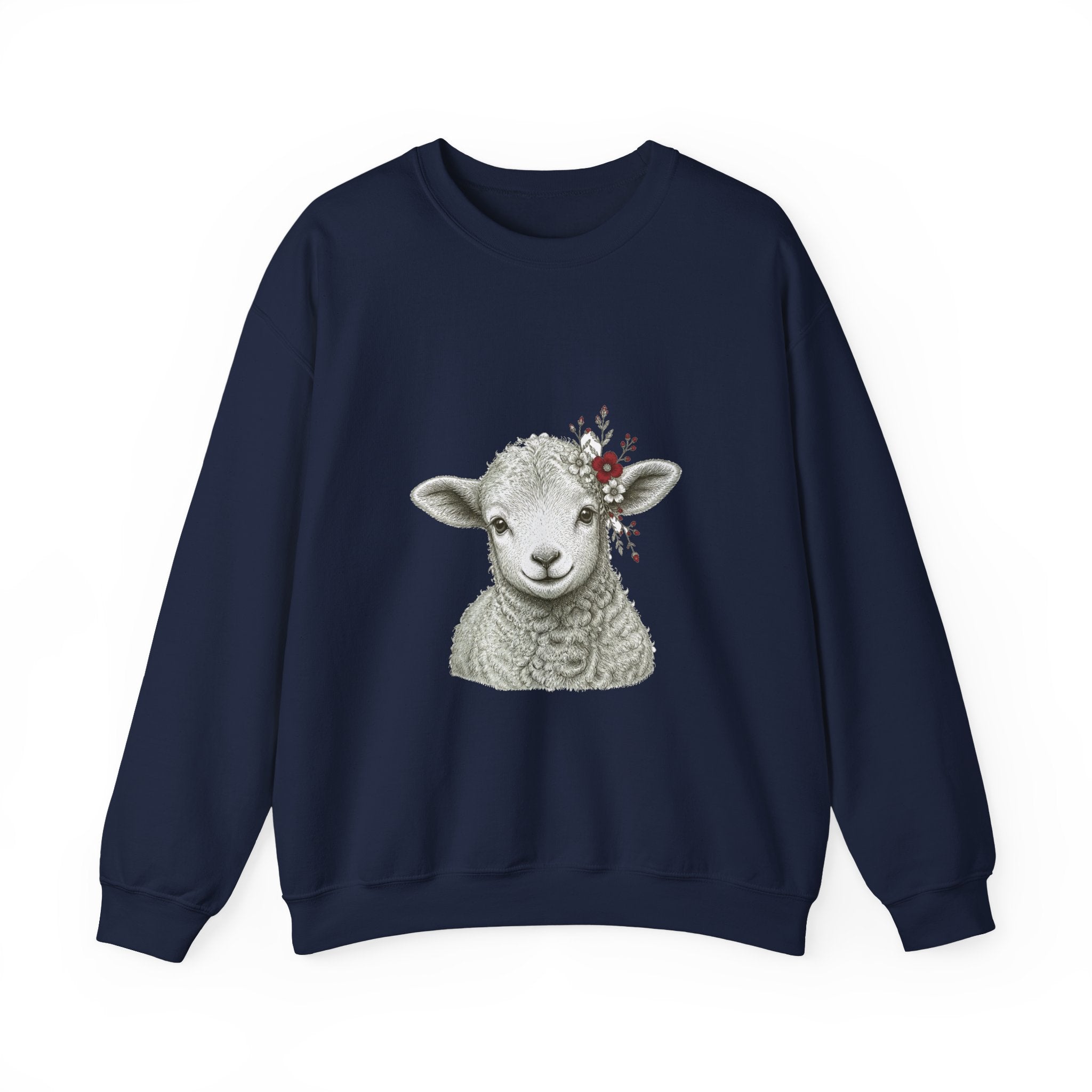 Matching Couple Sweatshirt - Lion & Lamb Matching Couple Crewneck Sweatshirt Hand-Drawn Art His Hers Best Friend Gift - Design B