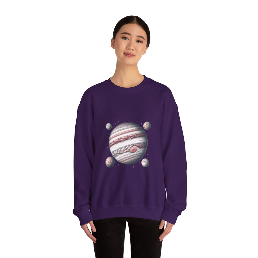 Matching Couple Sweatshirt - Saturn & Jupiter Matching Couple Crewneck Sweatshirt Hand-Drawn Art His Hers Best Friend Gift - Design B