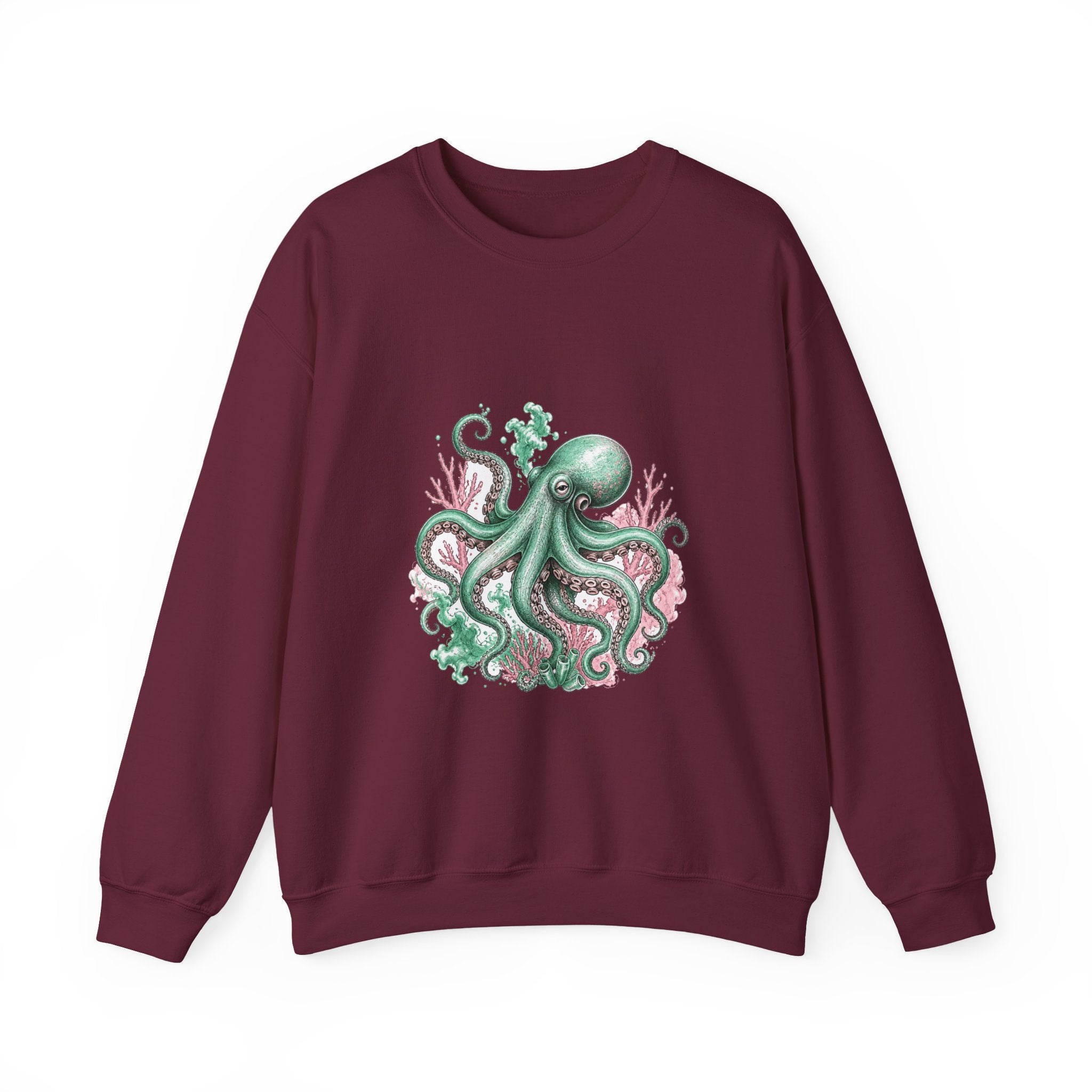 Matching Couple Sweatshirt - Octopus & Jellyfish Matching Couple Premium Fleece Sweatshirt Hand-Drawn Art His Hers Anniversary Gift - Design A
