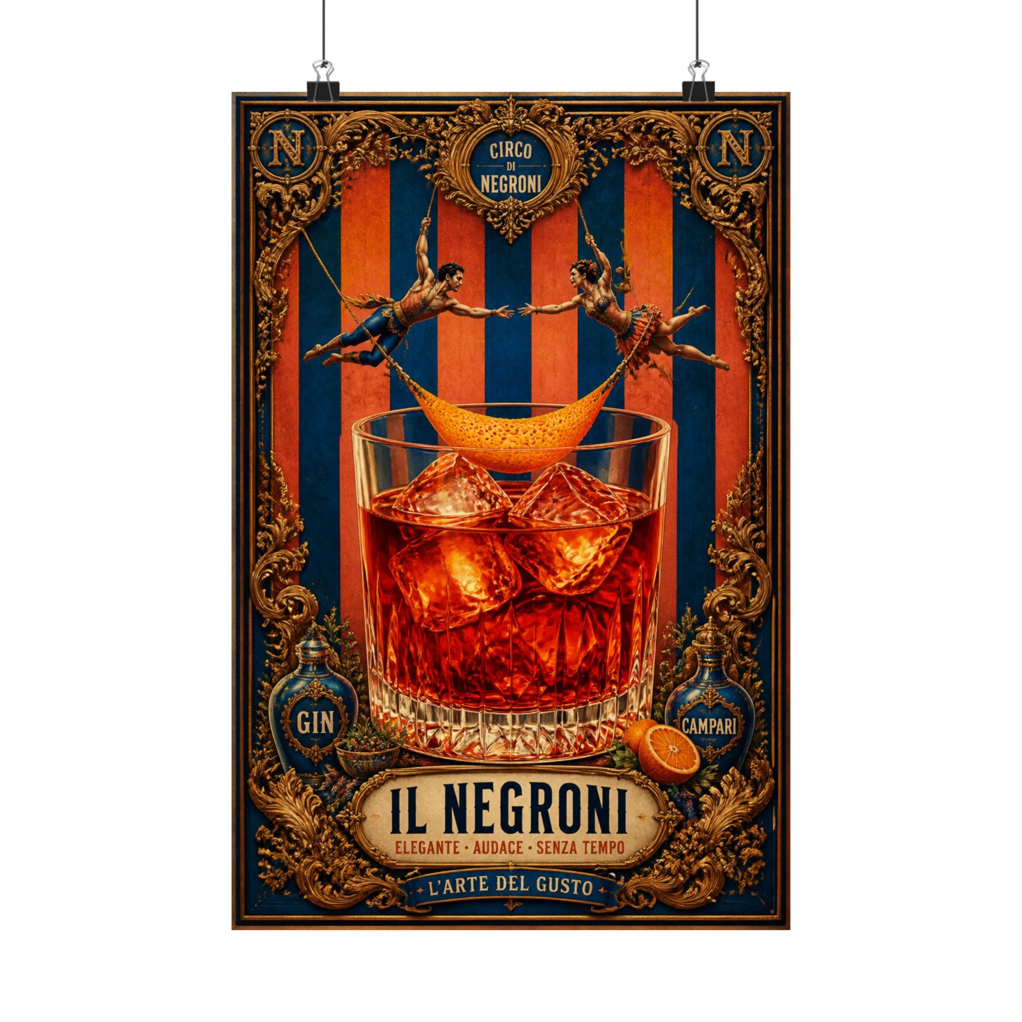 Negroni Trapeze Act Wall Art Poster 24×36 Baroque Studio Decor Maximalist Print