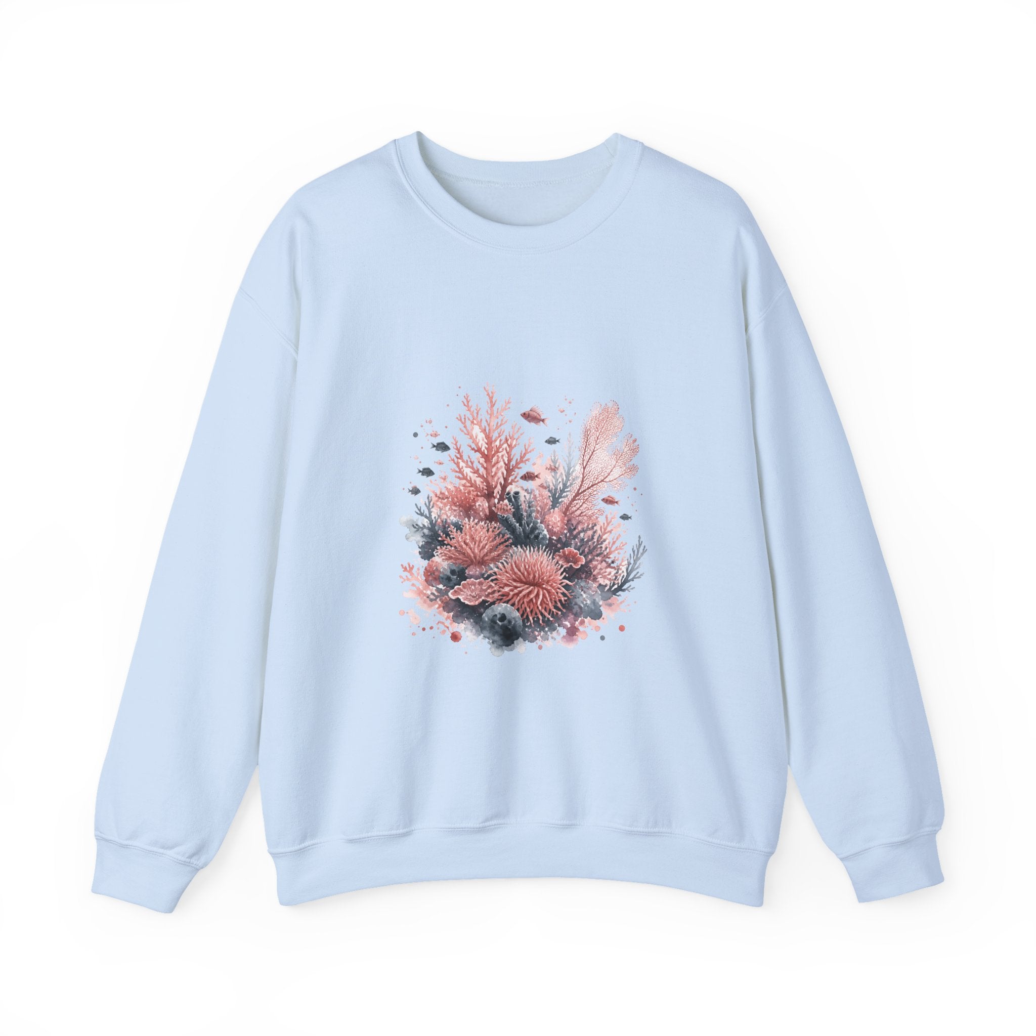 Matching Couple Sweatshirt - Coral Reef & Deep Sea Matching Couple Comfort Colors Crew Watercolor Art His Hers Birthday Gift - Design A