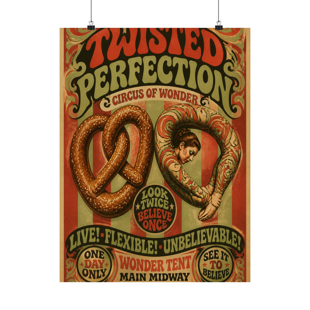 Pretzel Contortionist Wall Art Poster 24×36 Psychedelic Dining Room Decor Maximalist Print