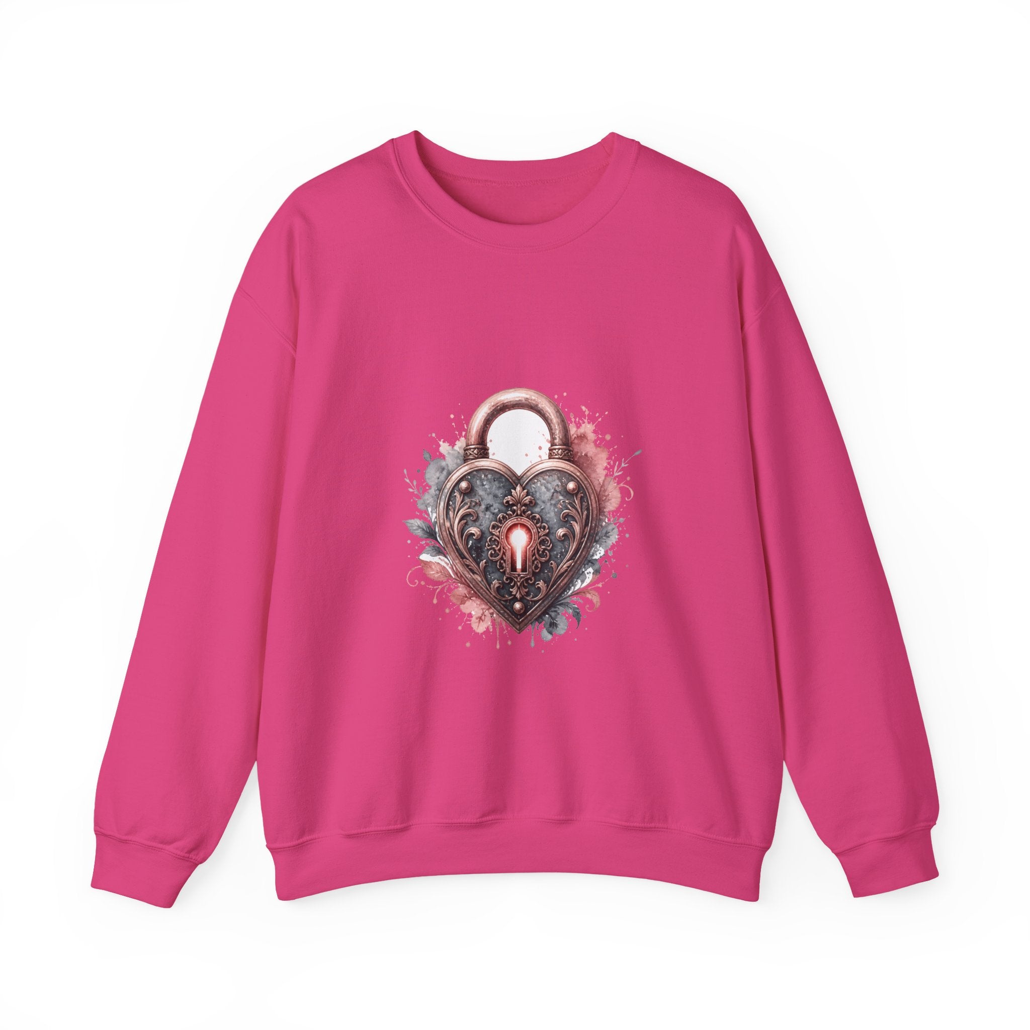 Matching Couple Sweatshirt - Key & Lock Matching Couple Comfort Colors Crew Watercolor Art His Hers Birthday Gift - Design B