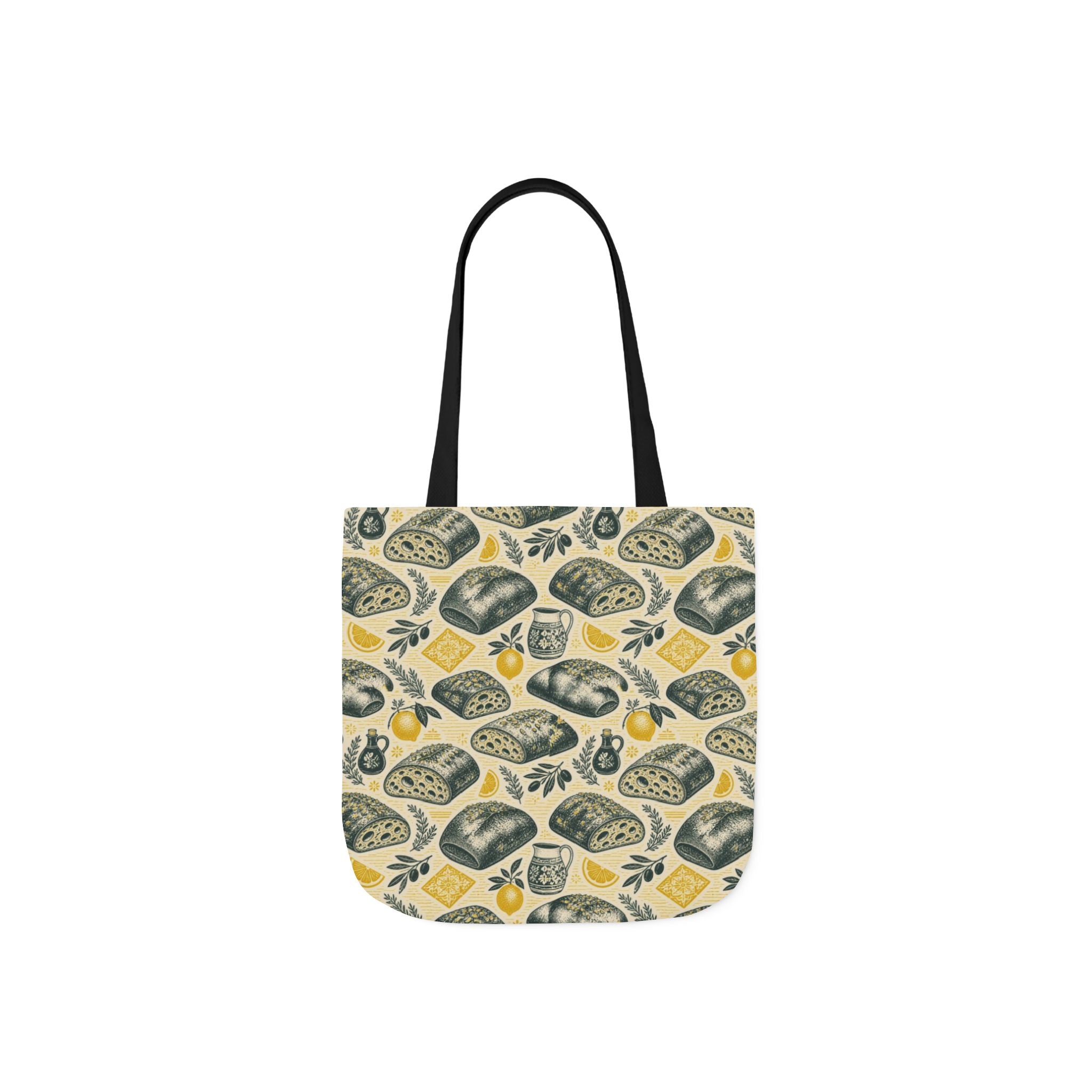 Ciabatta Rolls Canvas Tote Bag Mediterranean Kitchen Linocut Design Italian Cottagecore Gift