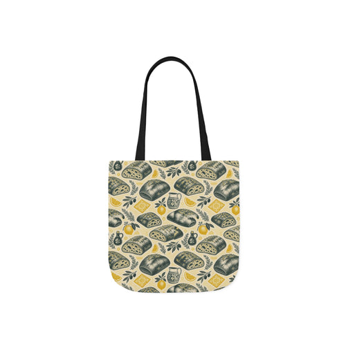 Ciabatta Rolls Canvas Tote Bag Mediterranean Kitchen Linocut Design Italian Cottagecore Gift