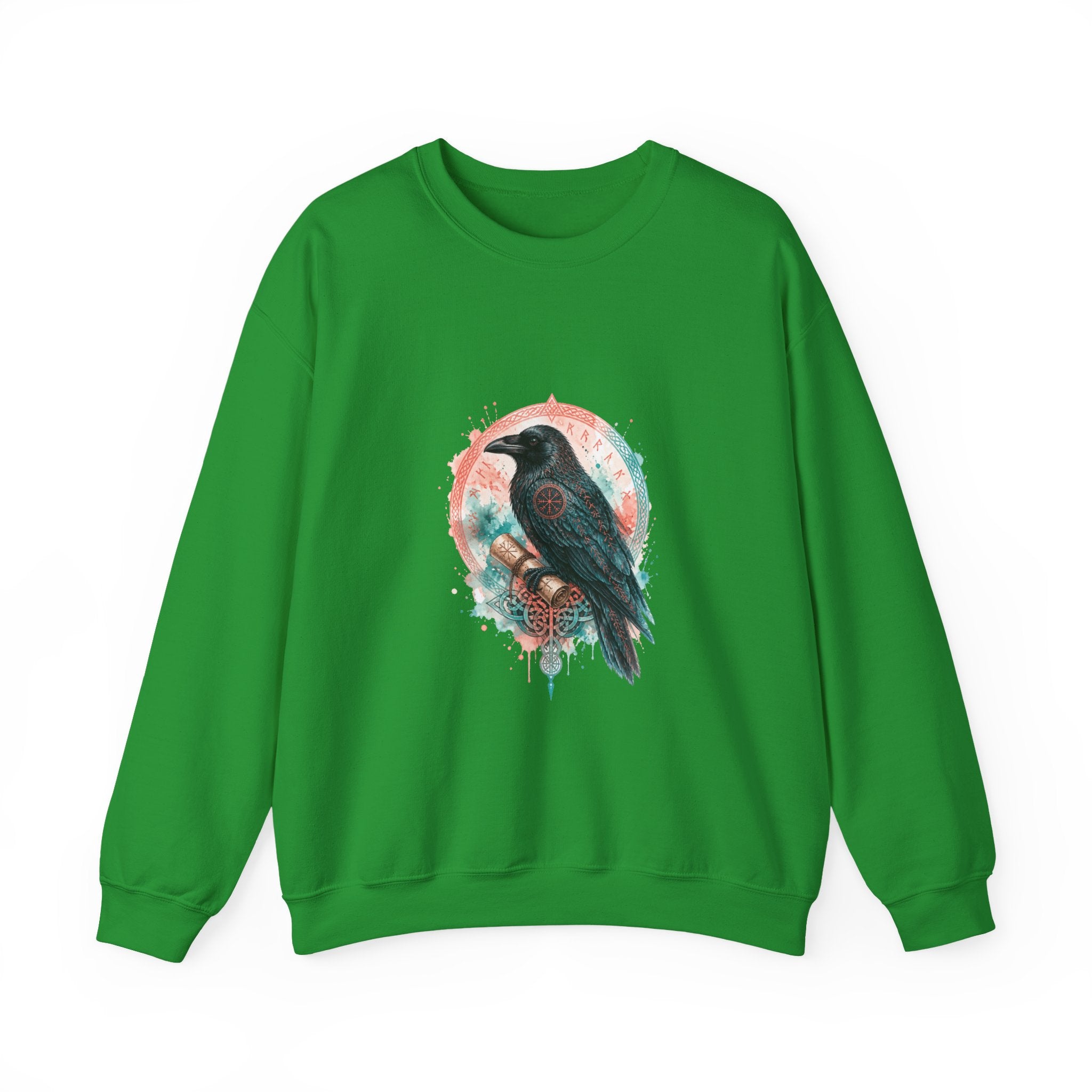 Matching Couple Sweatshirt - Huginn & Muninn Matching Couple Crewneck Sweatshirt Watercolor Art His Hers Engagement Gift - Design B