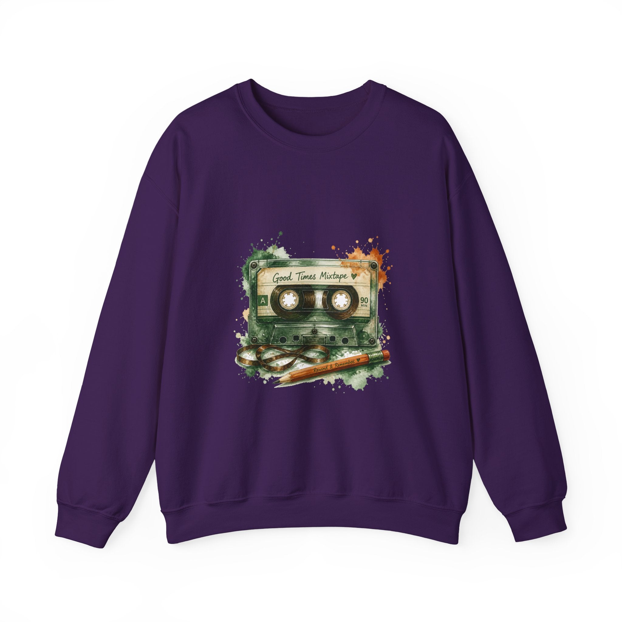 Matching Couple Sweatshirt - Vinyl & Cassette Matching Couple Premium Fleece Sweatshirt Watercolor Art His Hers Birthday Gift - Design B