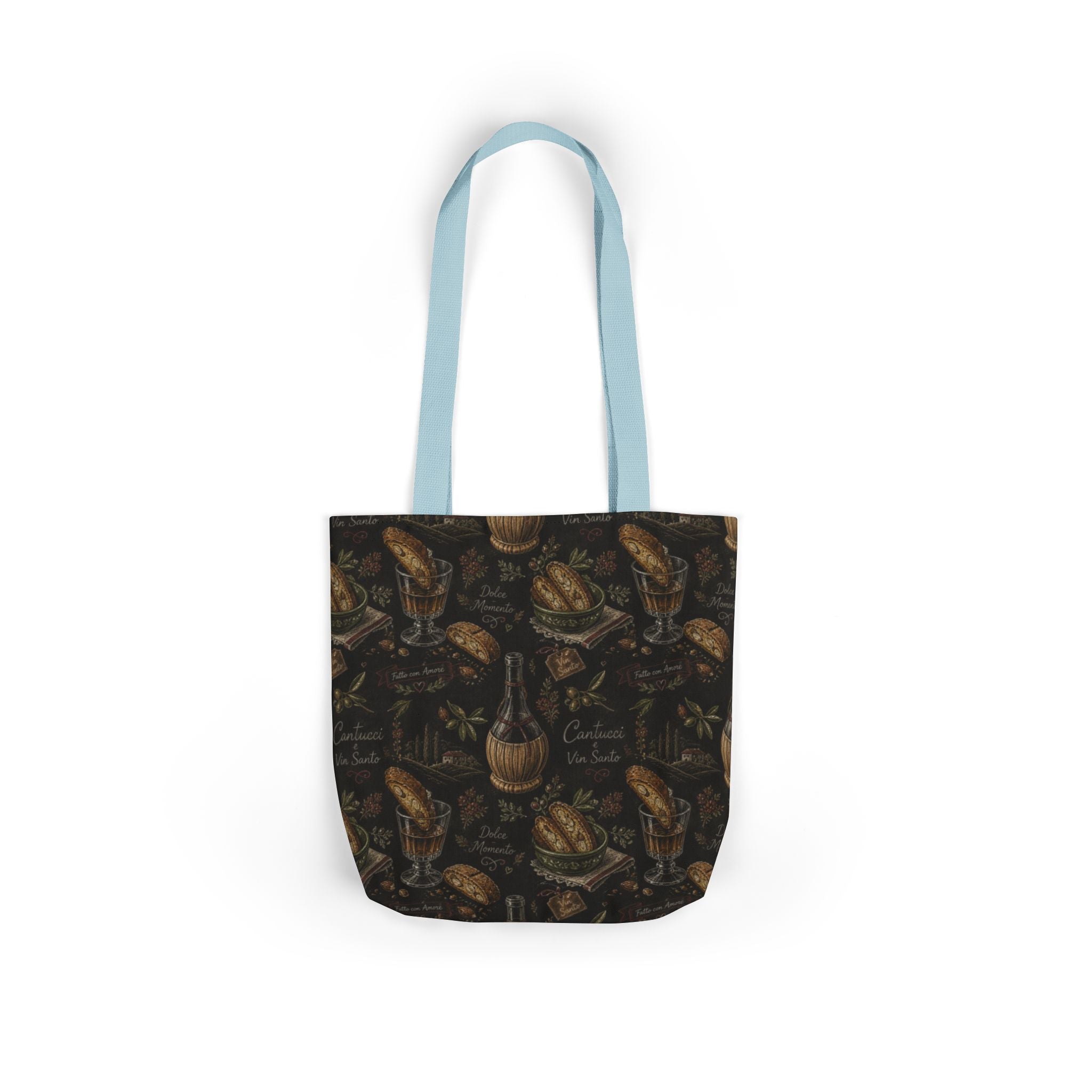 Biscotti & Vin Santo Canvas Tote Bag Mediterranean Kitchen Chalk Art Design Italian Cottagecore Gift