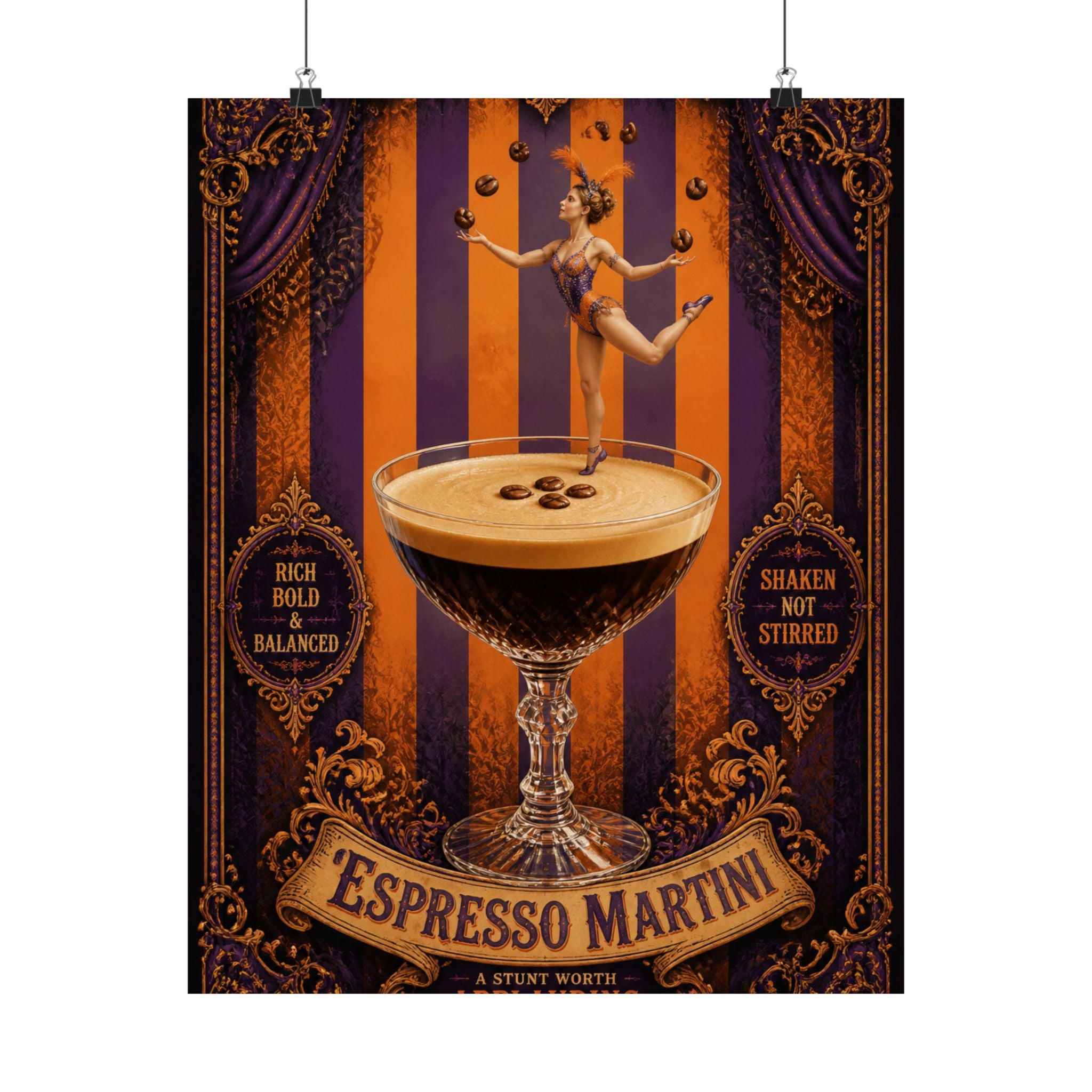 Espresso Martini Acrobat Wall Art Poster 18×24 Baroque Home Office Decor Maximalist Print