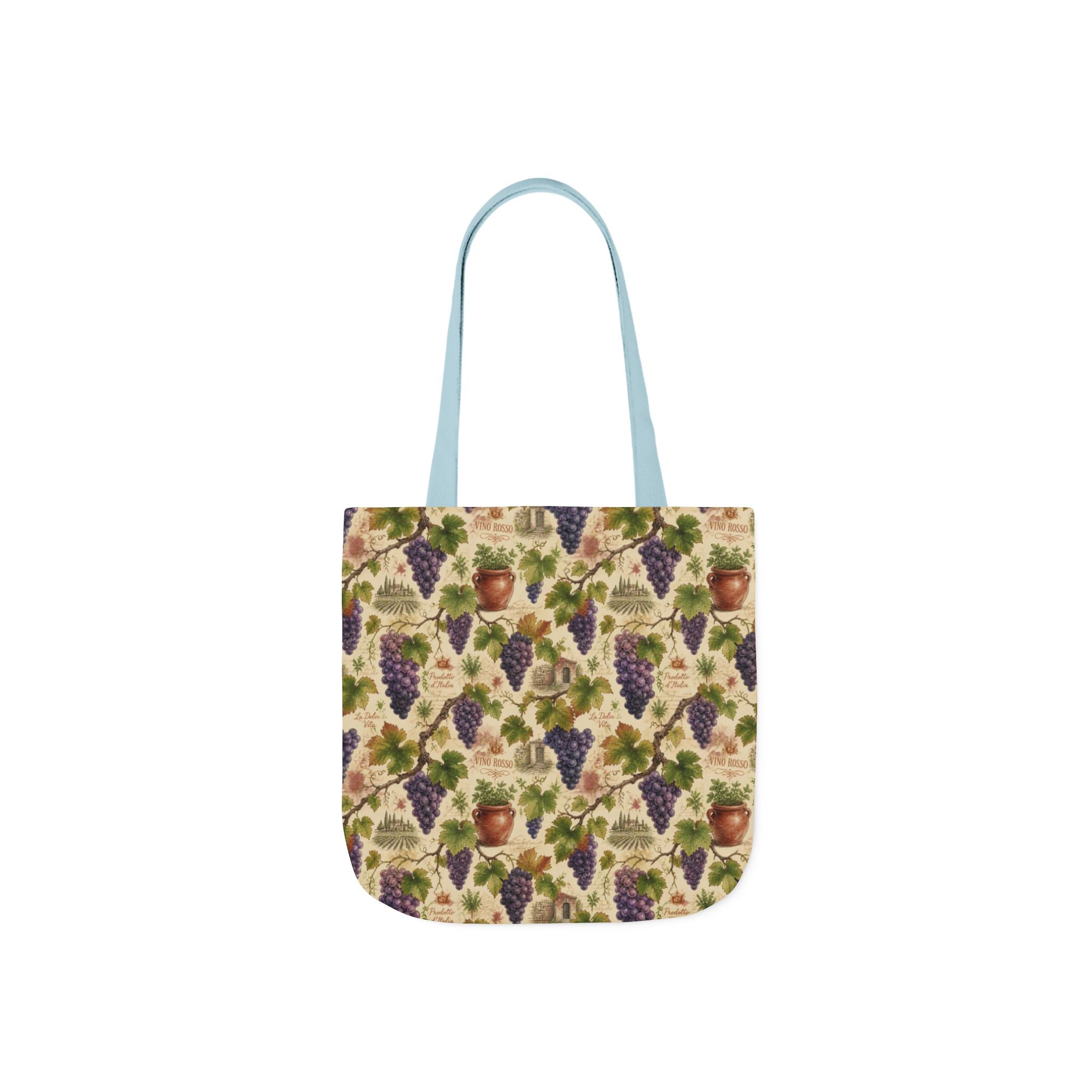 Grape Clusters Canvas Tote Bag Mediterranean Kitchen Watercolor Design Italian Cottagecore Gift