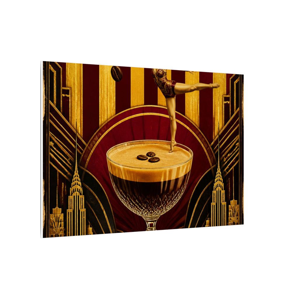 Espresso Martini Acrobat Wall Art Canvas 16×20 Art Deco Entryway Decor Maximalist Print