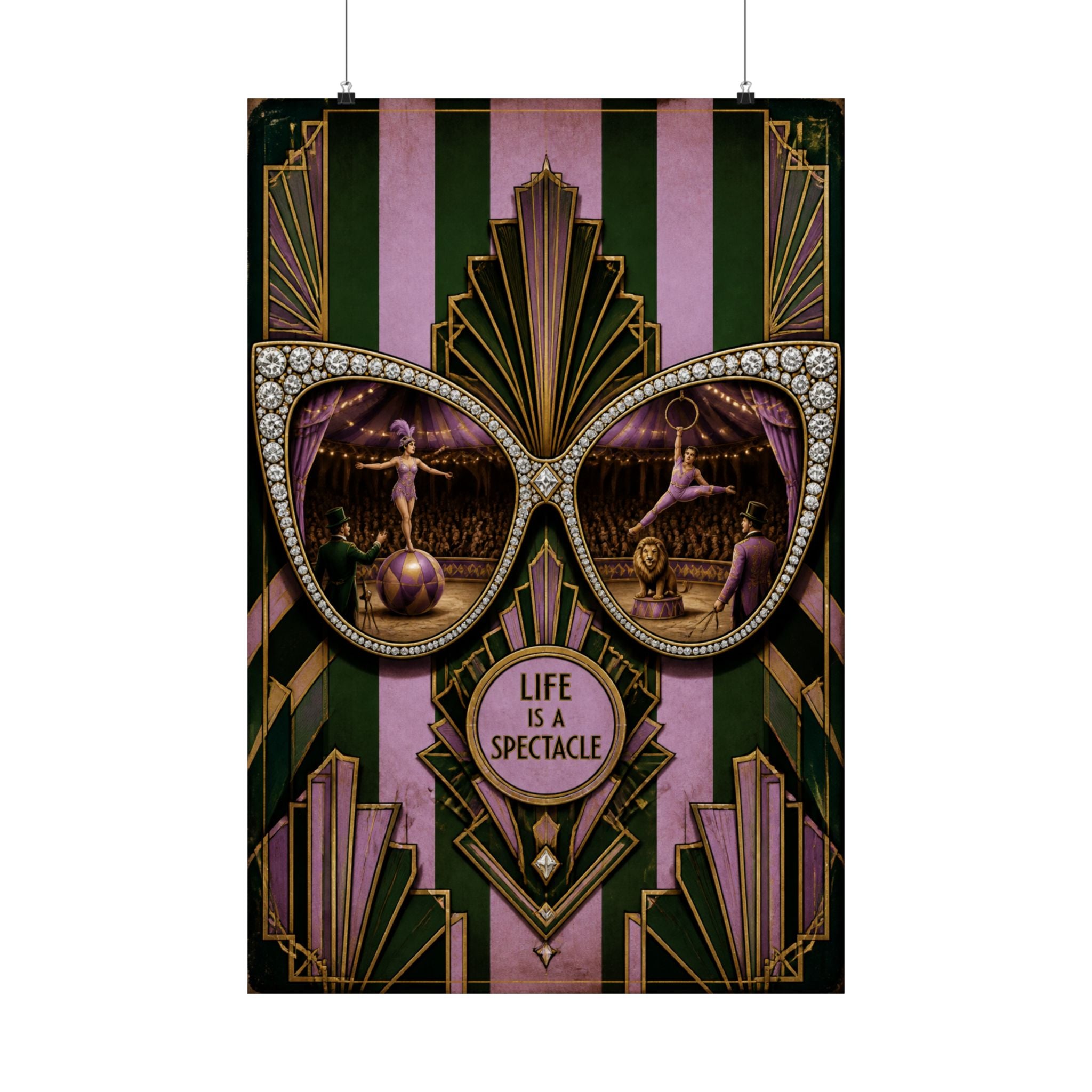 Sunglasses Circus Ring Wall Art Poster 24×36 Art Deco Bar Area Decor Maximalist Print