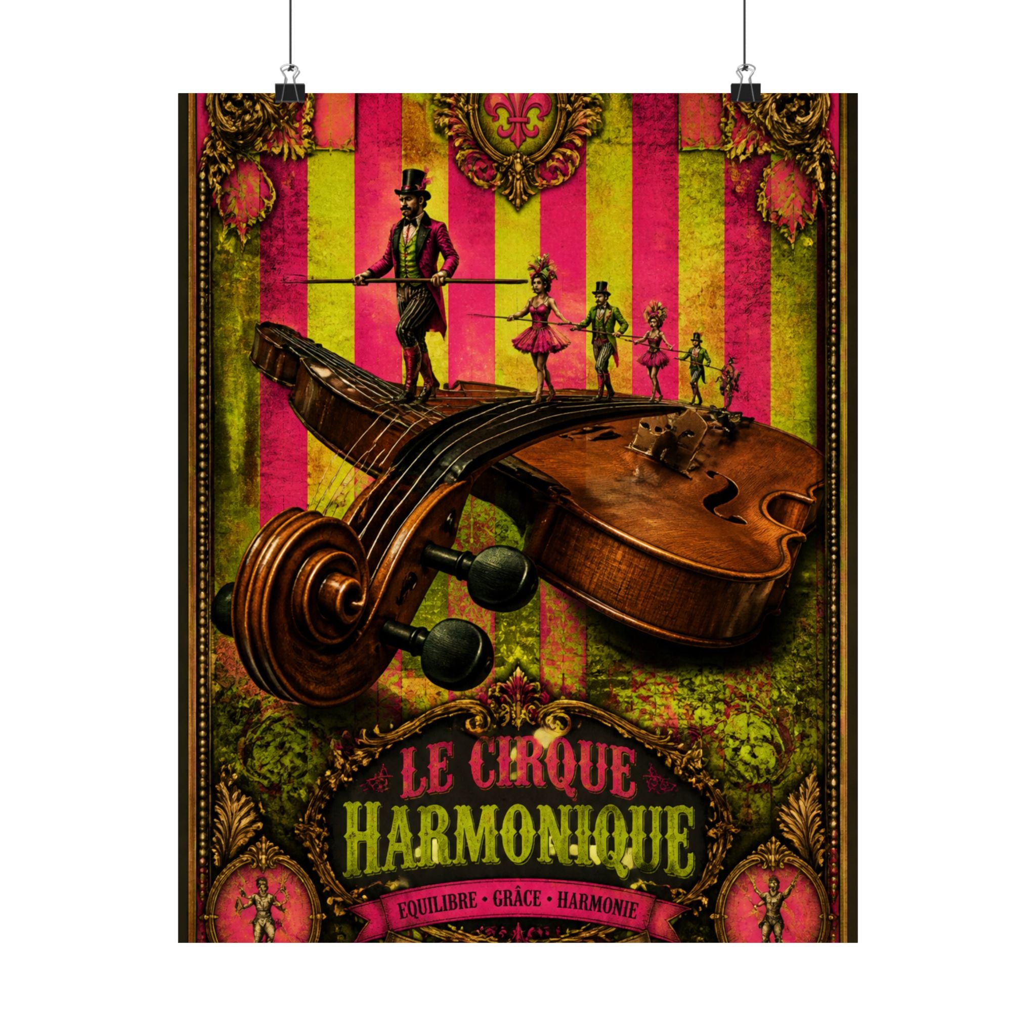 Violin Tightrope Bridge Wall Art Poster 24×36 Baroque Studio Decor Maximalist Print