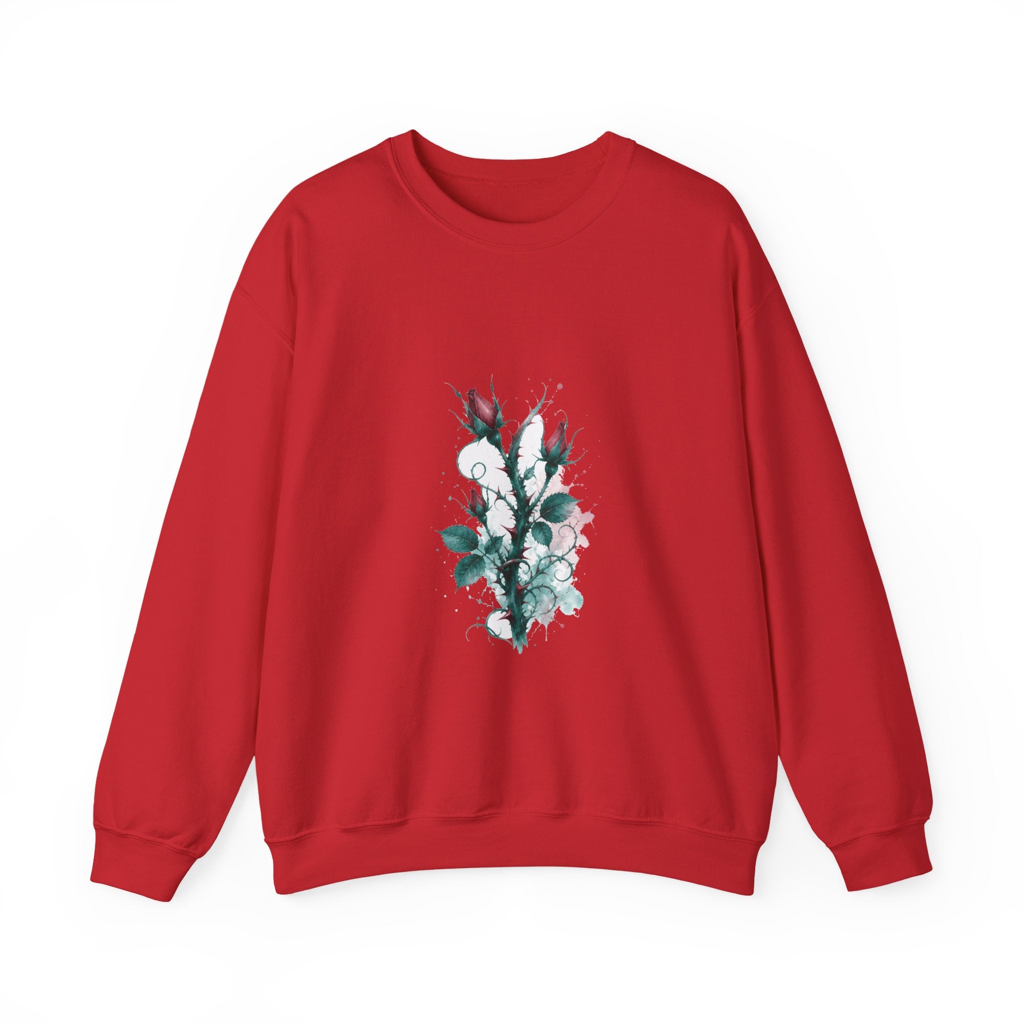 Matching Couple Sweatshirt - Rose & Thorn Matching Couple Crewneck Sweatshirt Watercolor Art His Hers Engagement Gift - Design B