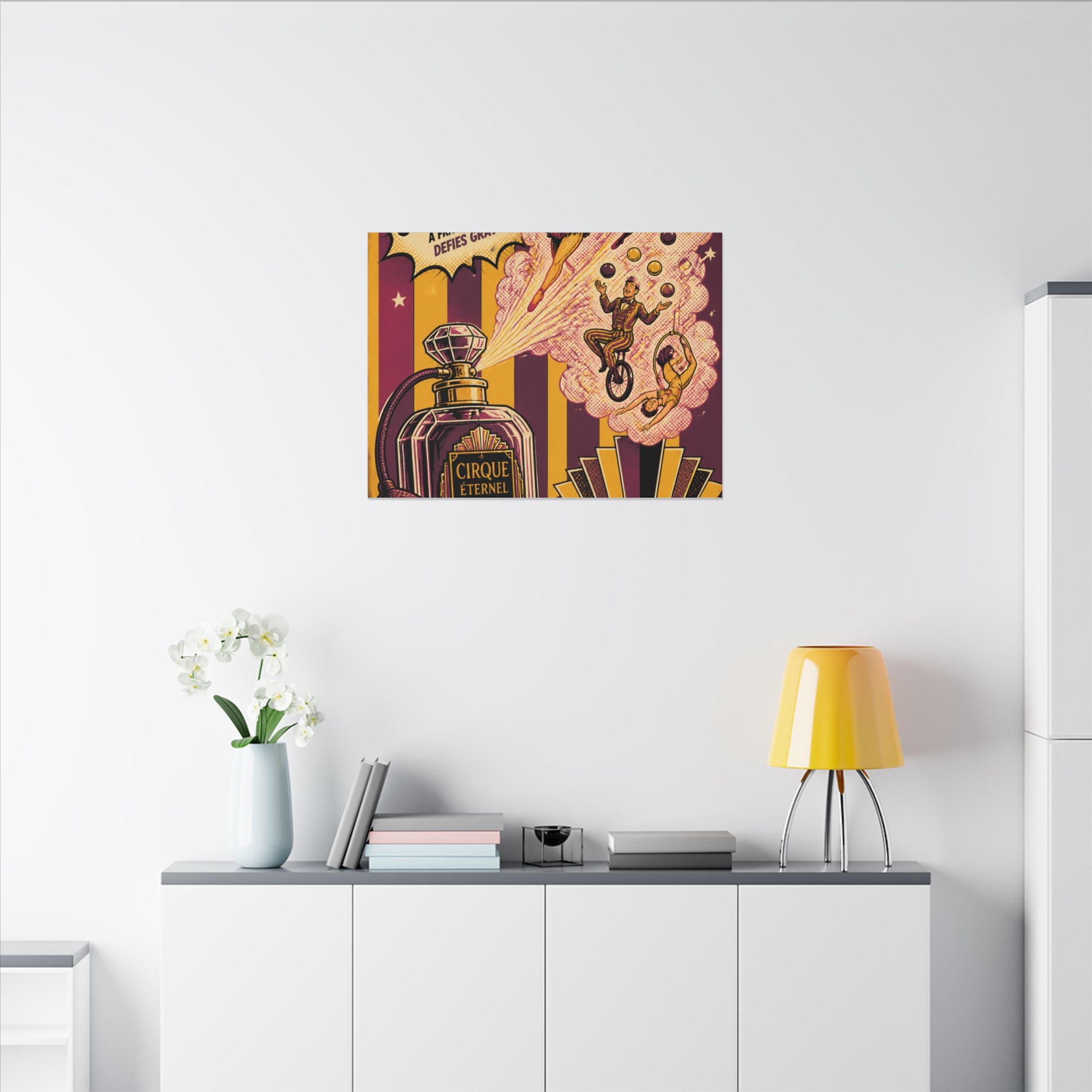 Perfume Bottle Fountain Wall Art Canvas 24×36 Pop Art Restaurant Decor Maximalist Print