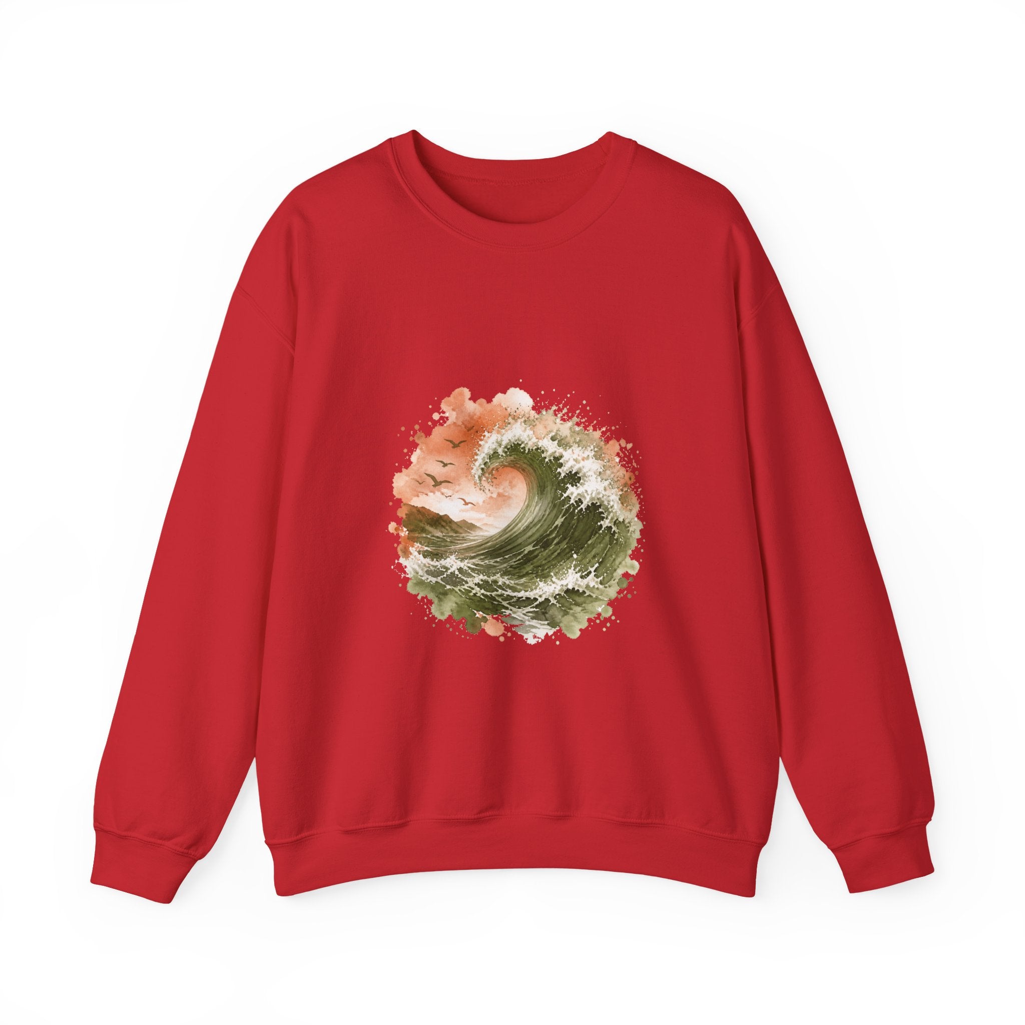 Matching Couple Sweatshirt - Mountain & Ocean Matching Couple Premium Fleece Sweatshirt Watercolor Art His Hers Birthday Gift - Design B