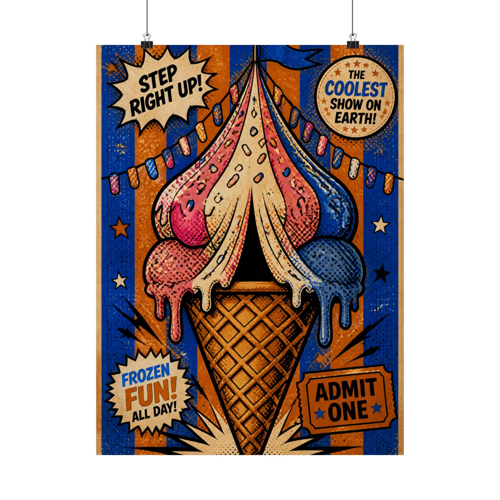 Ice Cream Cone Circus Tent Wall Art Poster 18×24 Pop Art Living Room Decor Maximalist Print