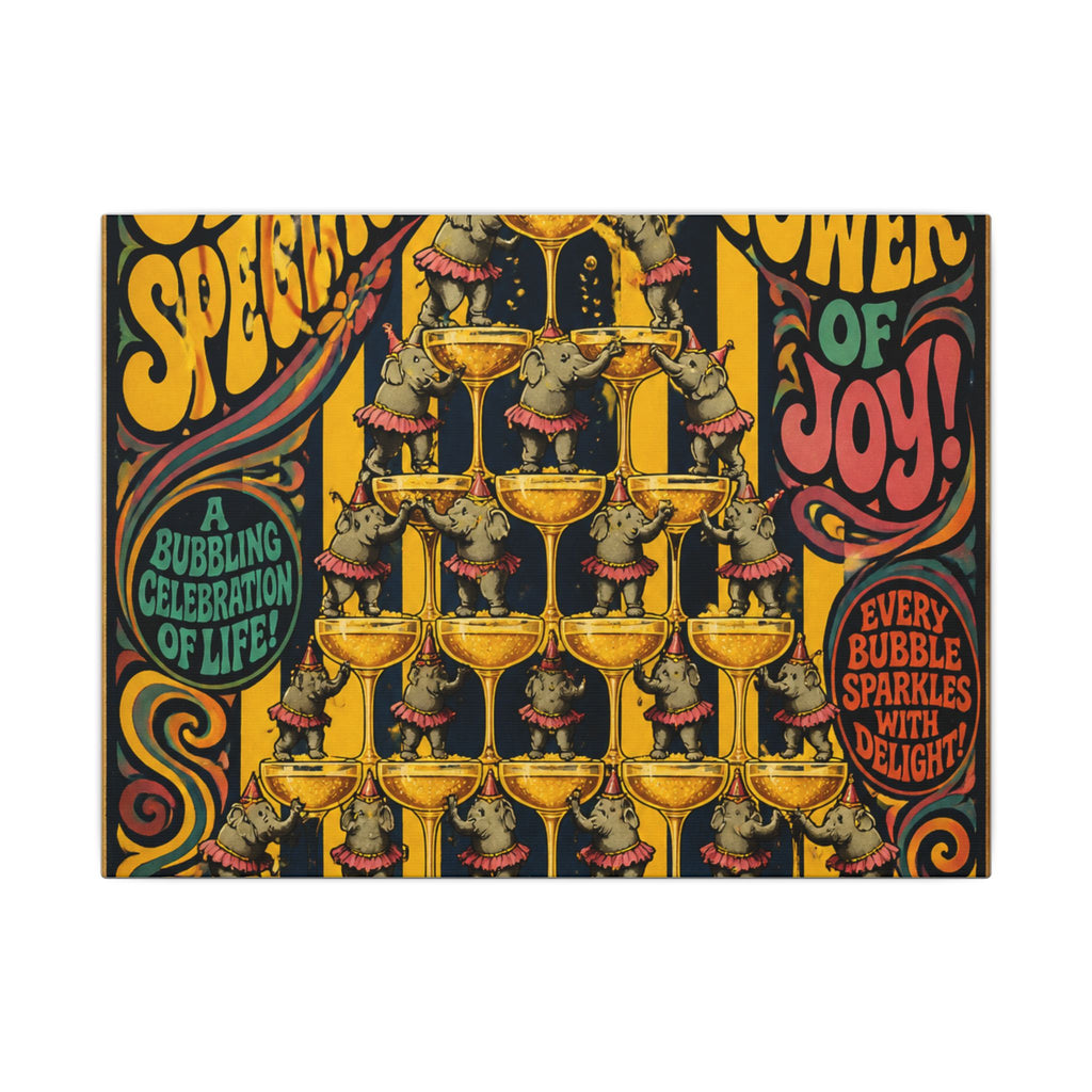 Champagne Tower Elephants Wall Art Canvas 24×36 Psychedelic Dining Room Decor Maximalist Print