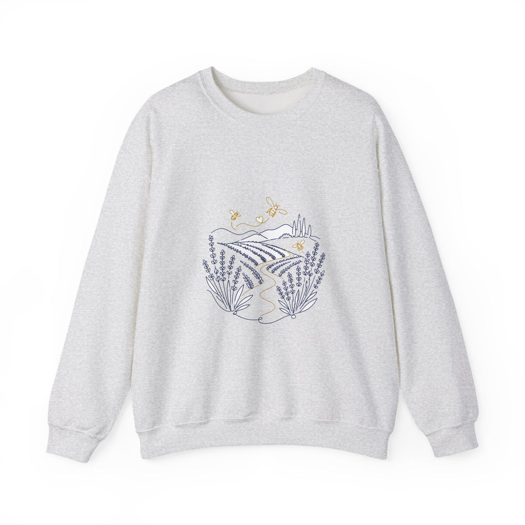 Matching Couple Sweatshirt - Lavender Fields & Canyon Matching Couple Crewneck Sweatshirt Minimalist Art His Hers Valentine Gift - Design A