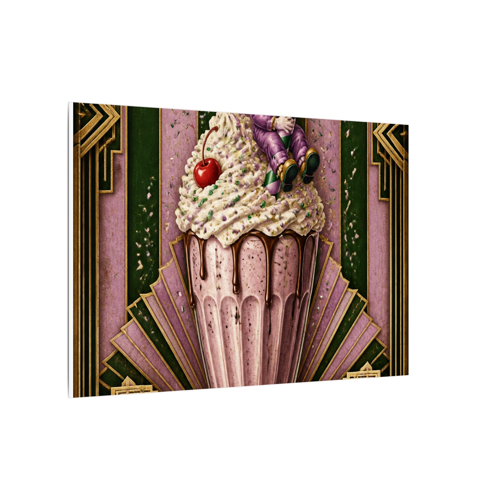 Milkshake Slide Clown Wall Art Canvas 16×20 Art Deco Entryway Decor Maximalist Print