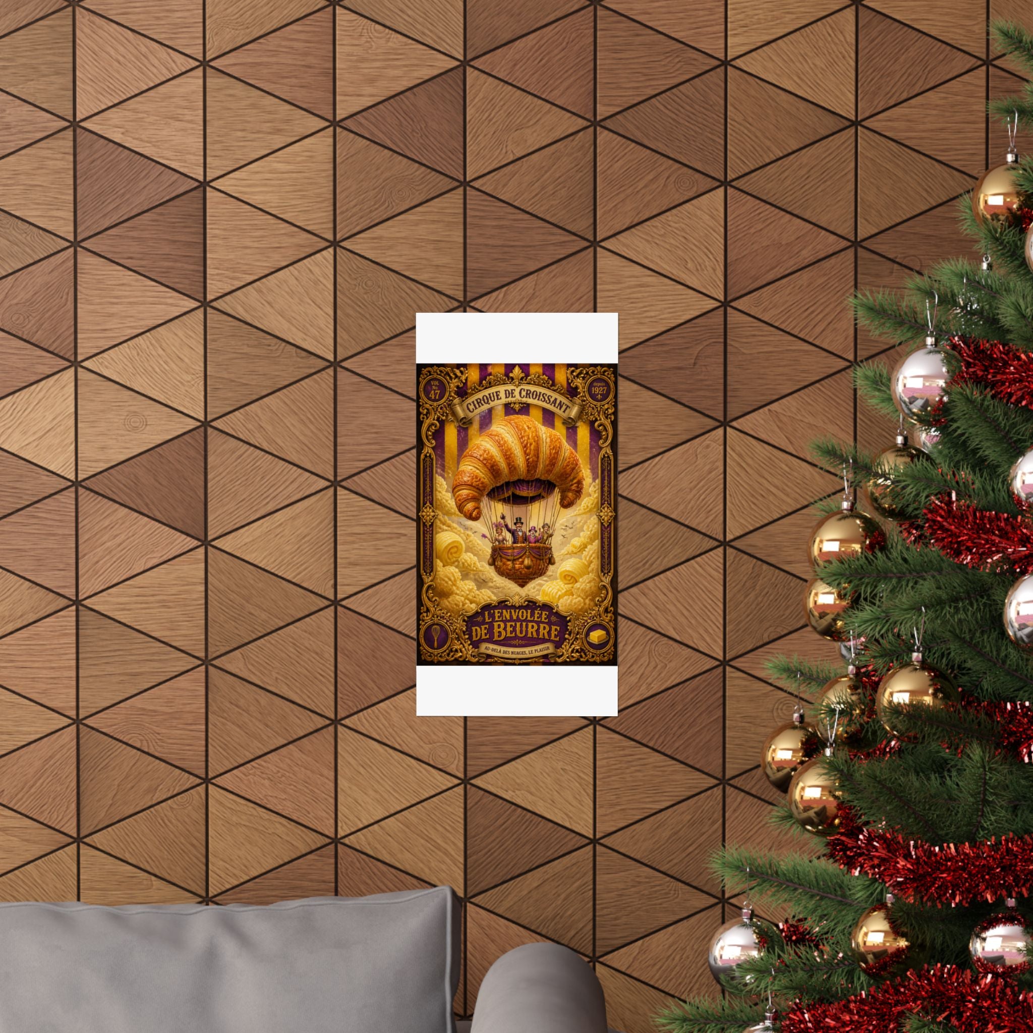 Croissant Hot Air Balloon Wall Art Poster 18×24 Baroque Home Office Decor Maximalist Print