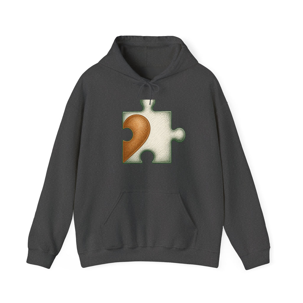 Matching Couple Sweatshirt - Puzzle Pieces Matching Couple Hooded Sweatshirt Hand-Drawn Art His Hers Best Friend Gift - Design B