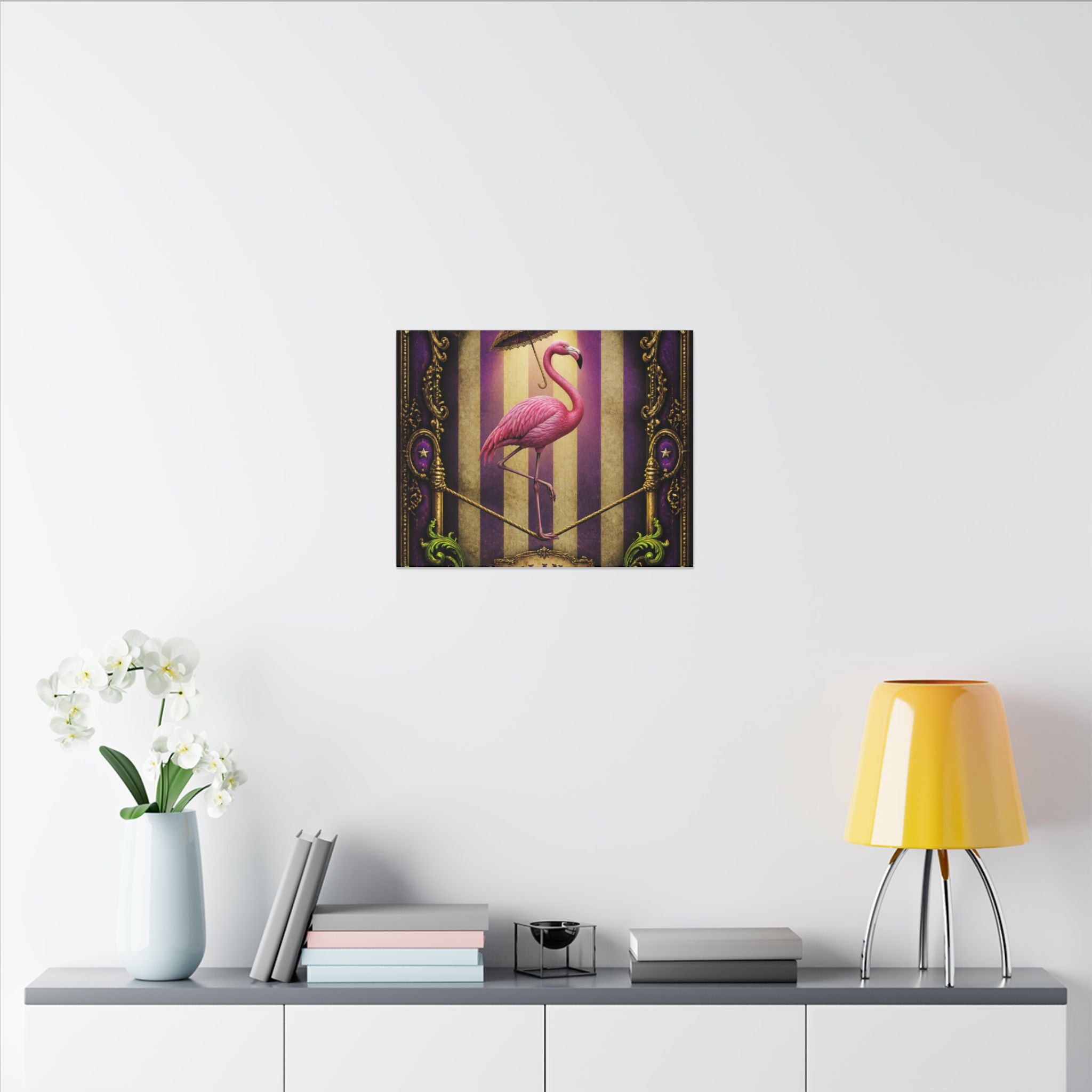 Flamingo Tightrope Wall Art Canvas 16×20 Baroque Home Office Decor Maximalist Print