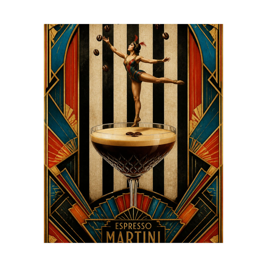 Espresso Martini Acrobat Wall Art Poster 18×24 Art Deco Entryway Decor Maximalist Print