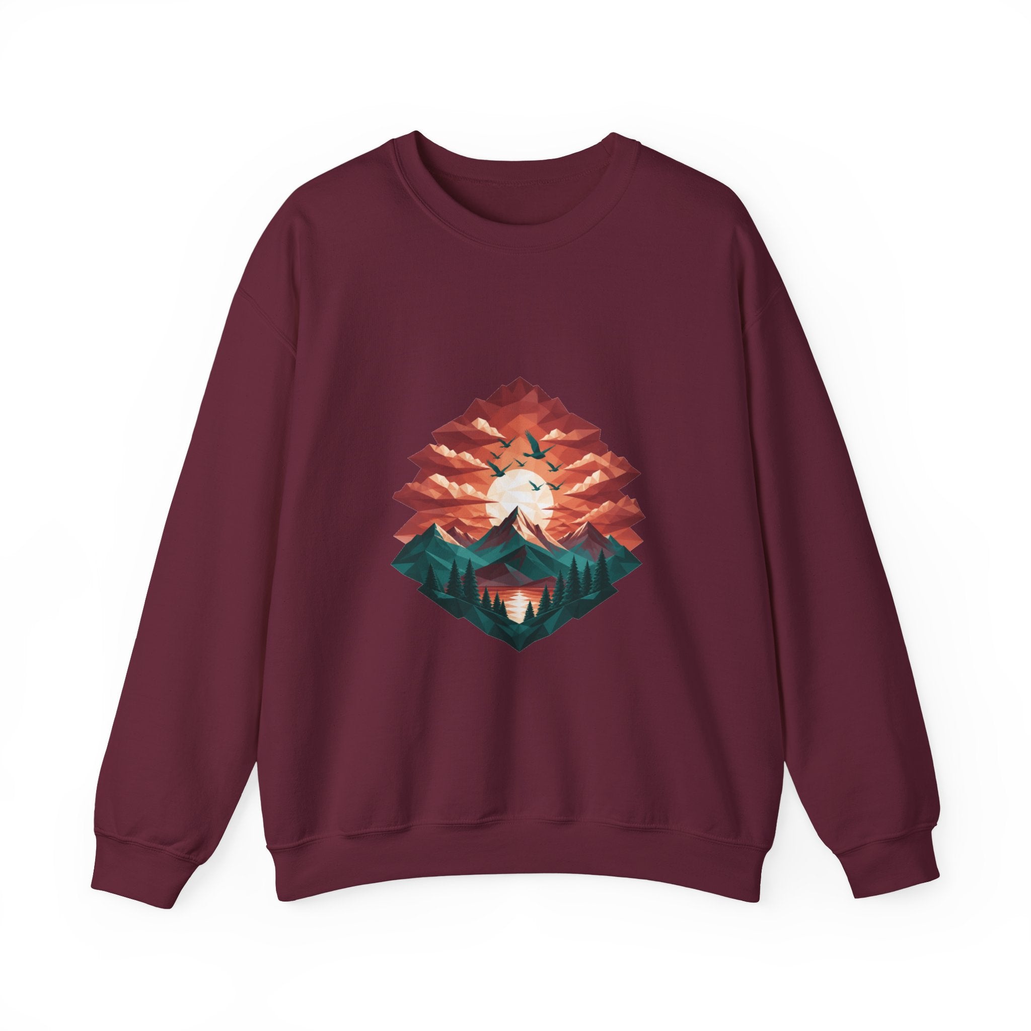 Matching Couple Sweatshirt - Sunrise & Sunset Matching Couple Premium Fleece Sweatshirt Geometric Art His Hers Love Gift - Design B