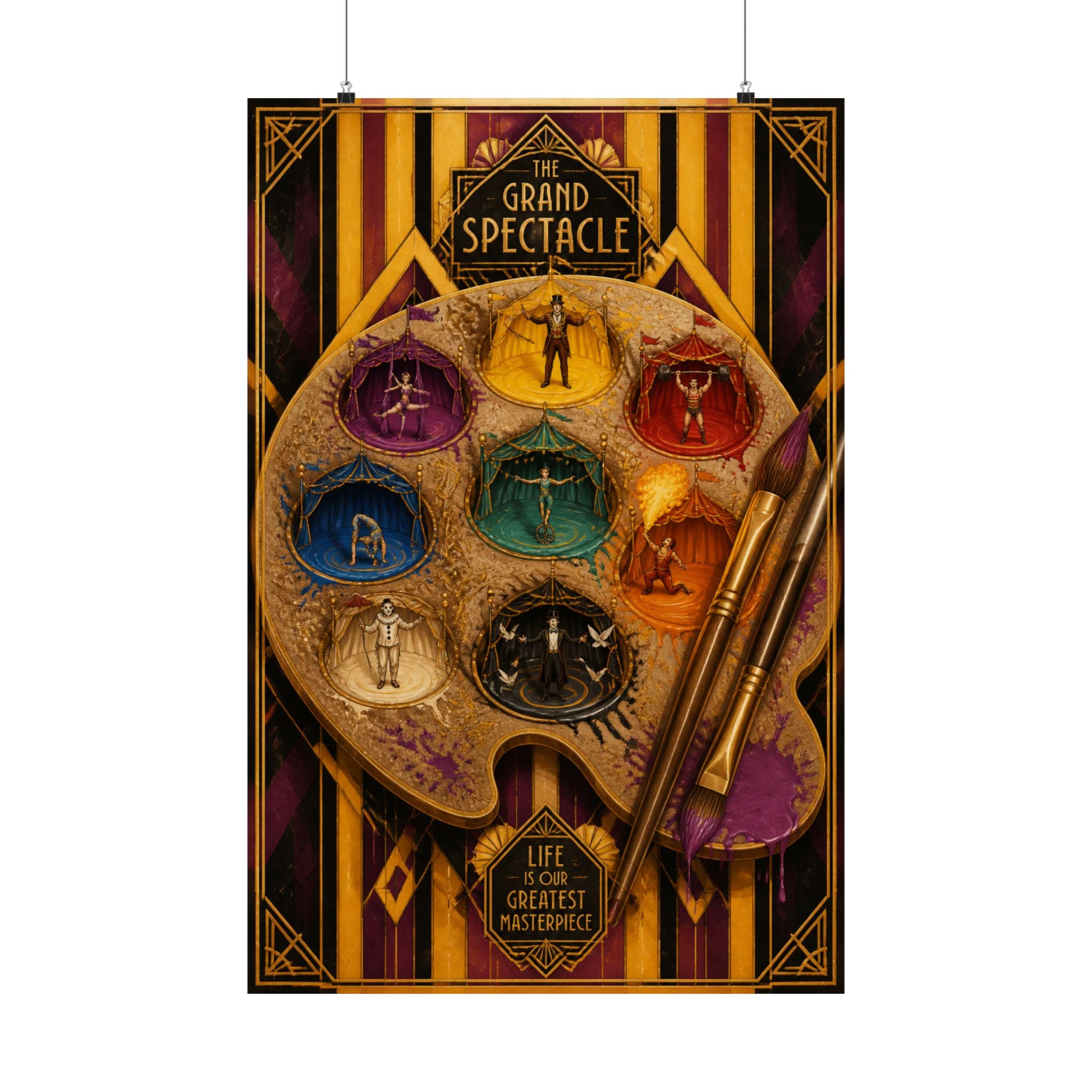 Paint Palette Stage Wall Art Poster 24×36 Art Deco Bar Area Decor Maximalist Print