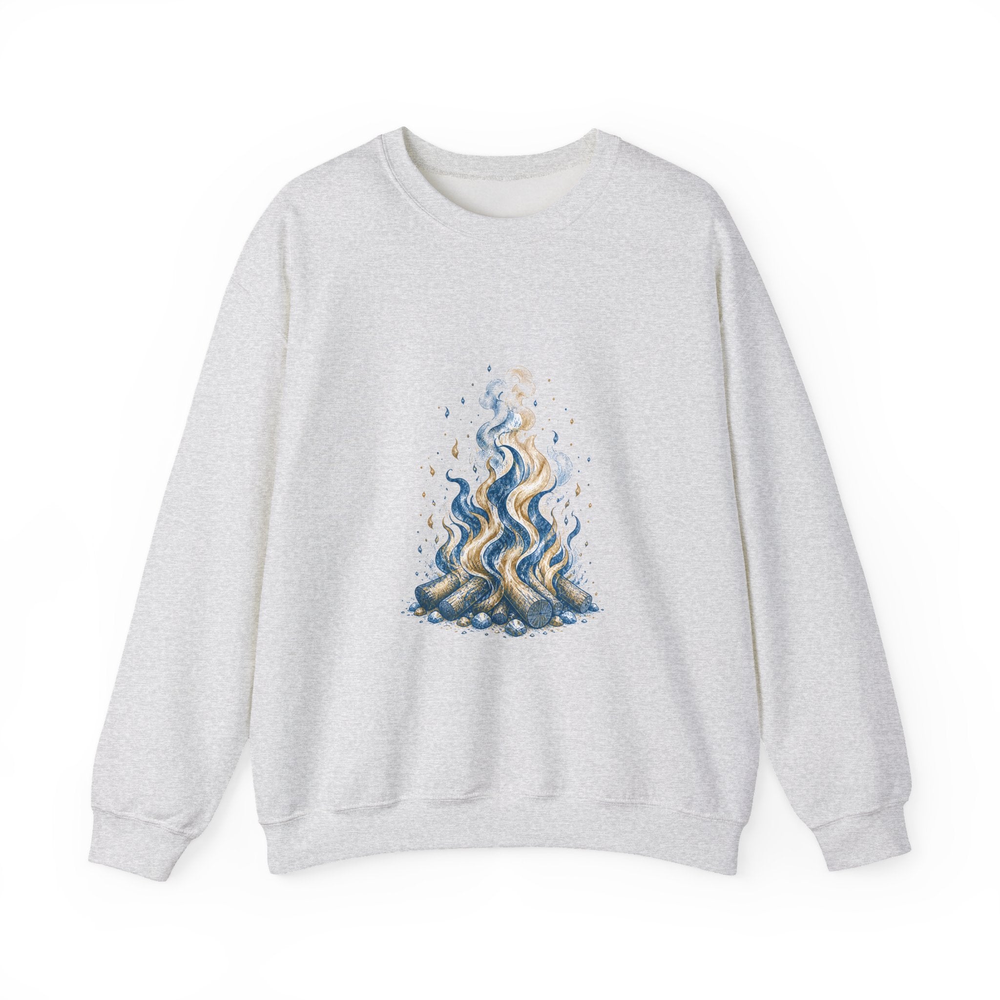 Matching Couple Sweatshirt - Wildfire & Waterfall Matching Couple Premium Fleece Sweatshirt Hand-Drawn Art His Hers Anniversary Gift - Design A