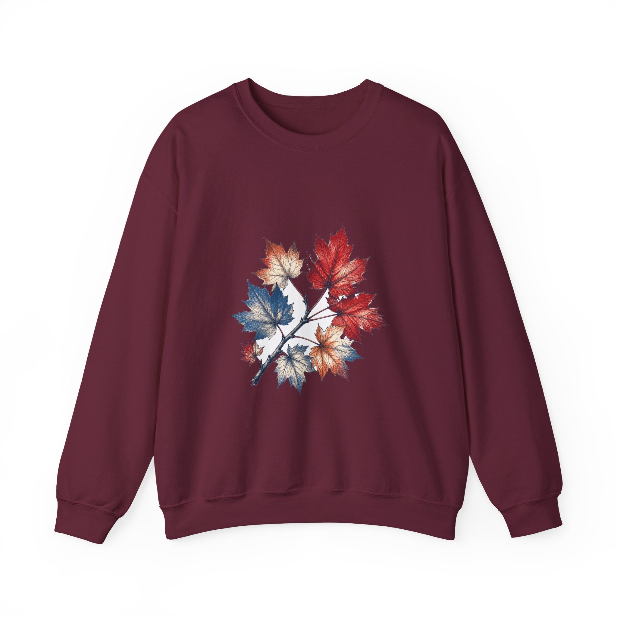Matching Couple Sweatshirt - Cherry Blossom & Maple Leaf Matching Couple Crewneck Sweatshirt Hand-Drawn Art His Hers Best Friend Gift - Design B