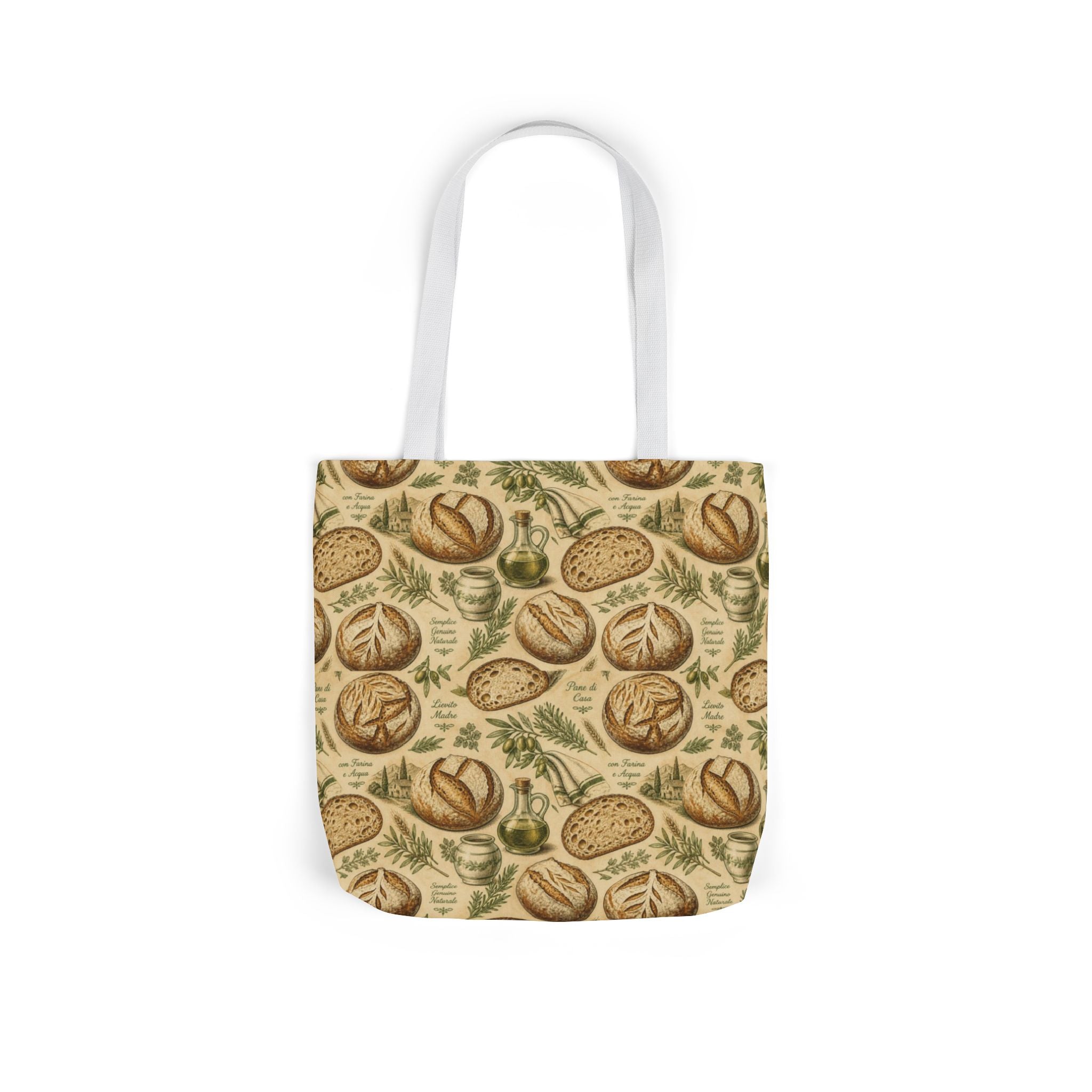 Rustic Sourdough Bread Canvas Tote Bag Mediterranean Kitchen Botanical Design Italian Cottagecore Gift