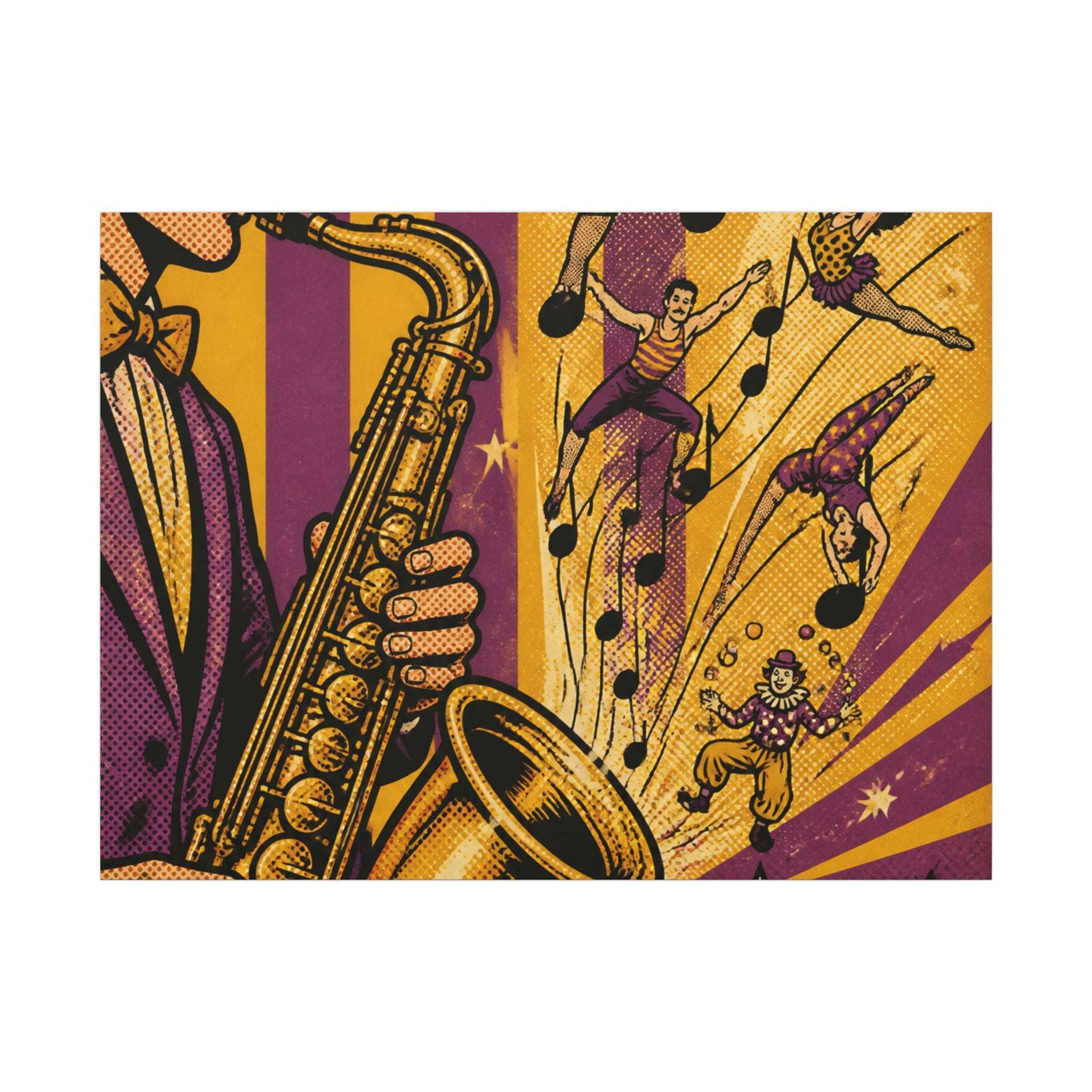 Saxophone Music Circus Wall Art Canvas 16×20 Pop Art Living Room Decor Maximalist Print
